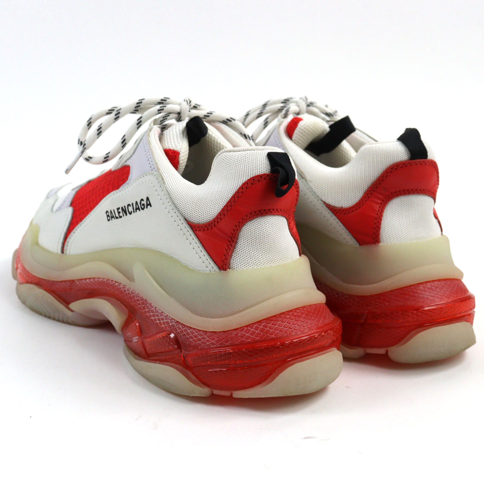 Balenciaga Triple S Leather Sneakers White Red