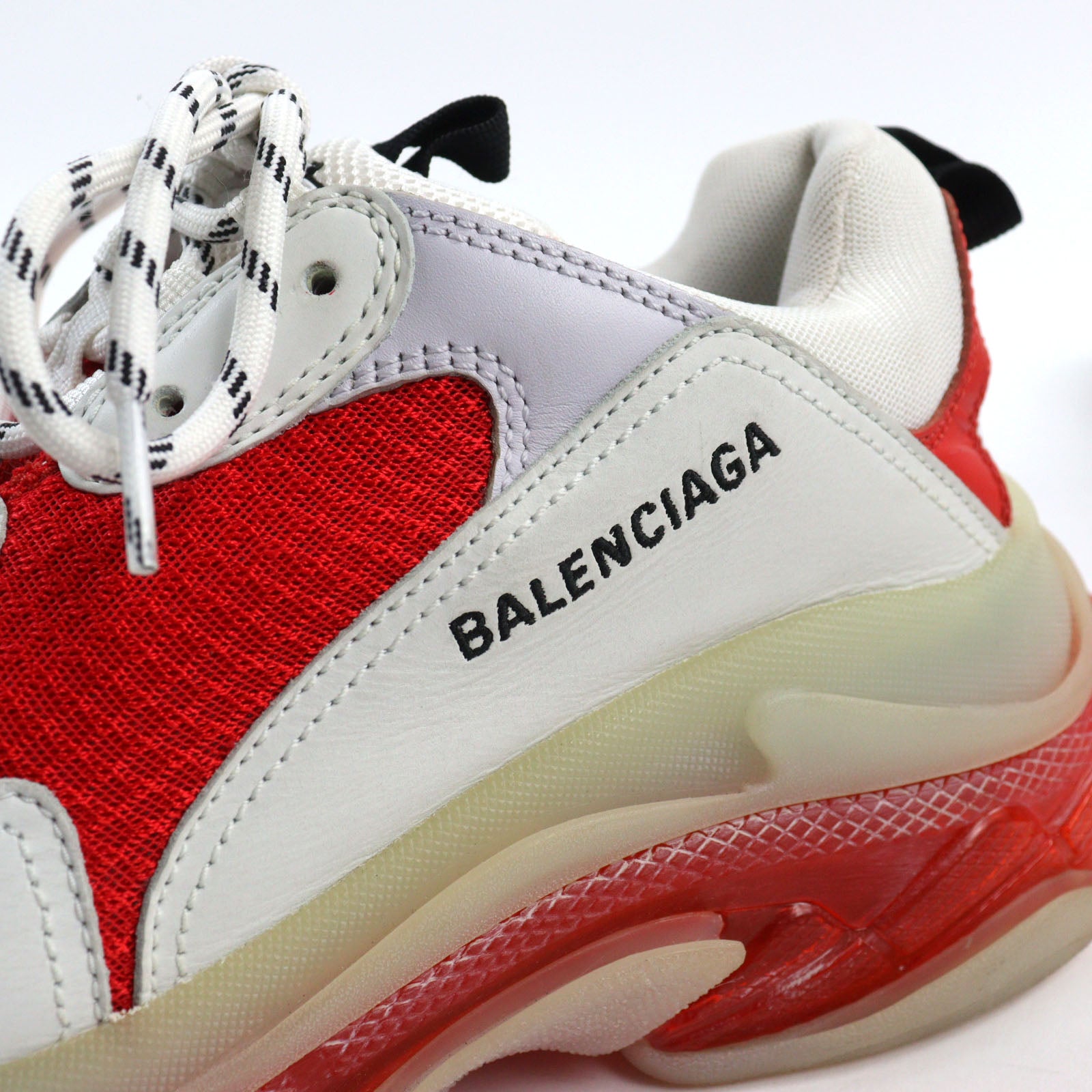 Balenciaga Triple S Leather Sneakers White Red