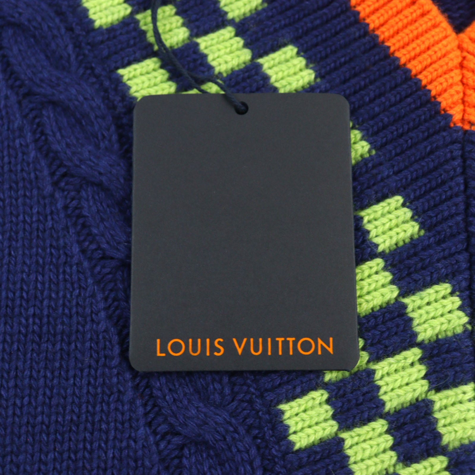 Louis Vuitton Wool Rayon V-neck Knit Blue L