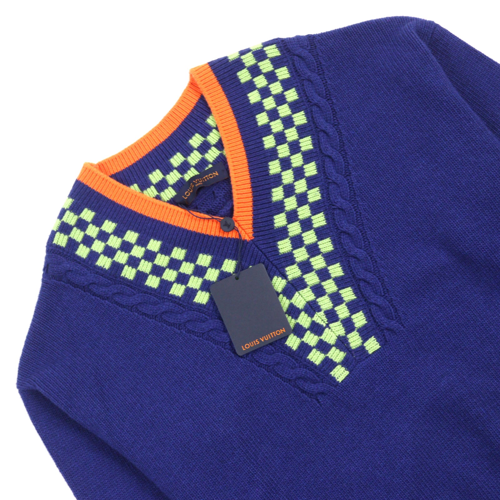 Louis Vuitton Wool Rayon V-neck Knit Blue L