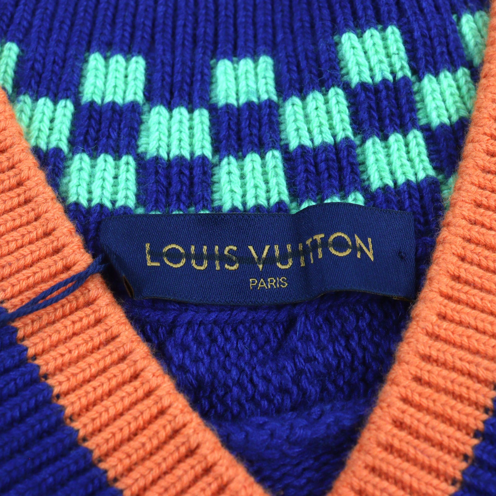 Louis Vuitton Wool Rayon V-neck Knit Blue L