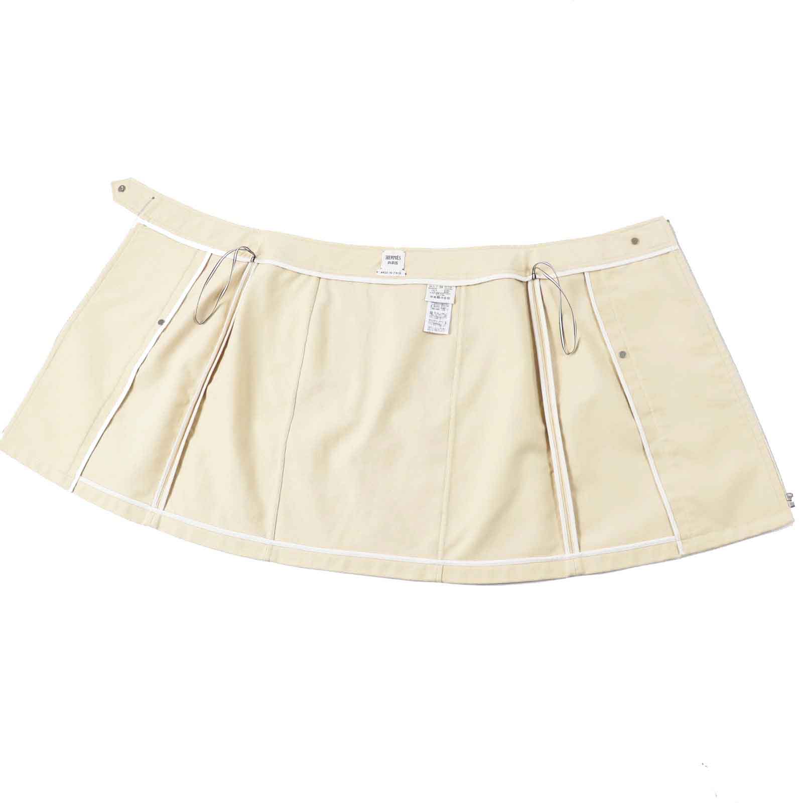 Hermes Cotton Polyurethane Trapezoid Skirt Beige