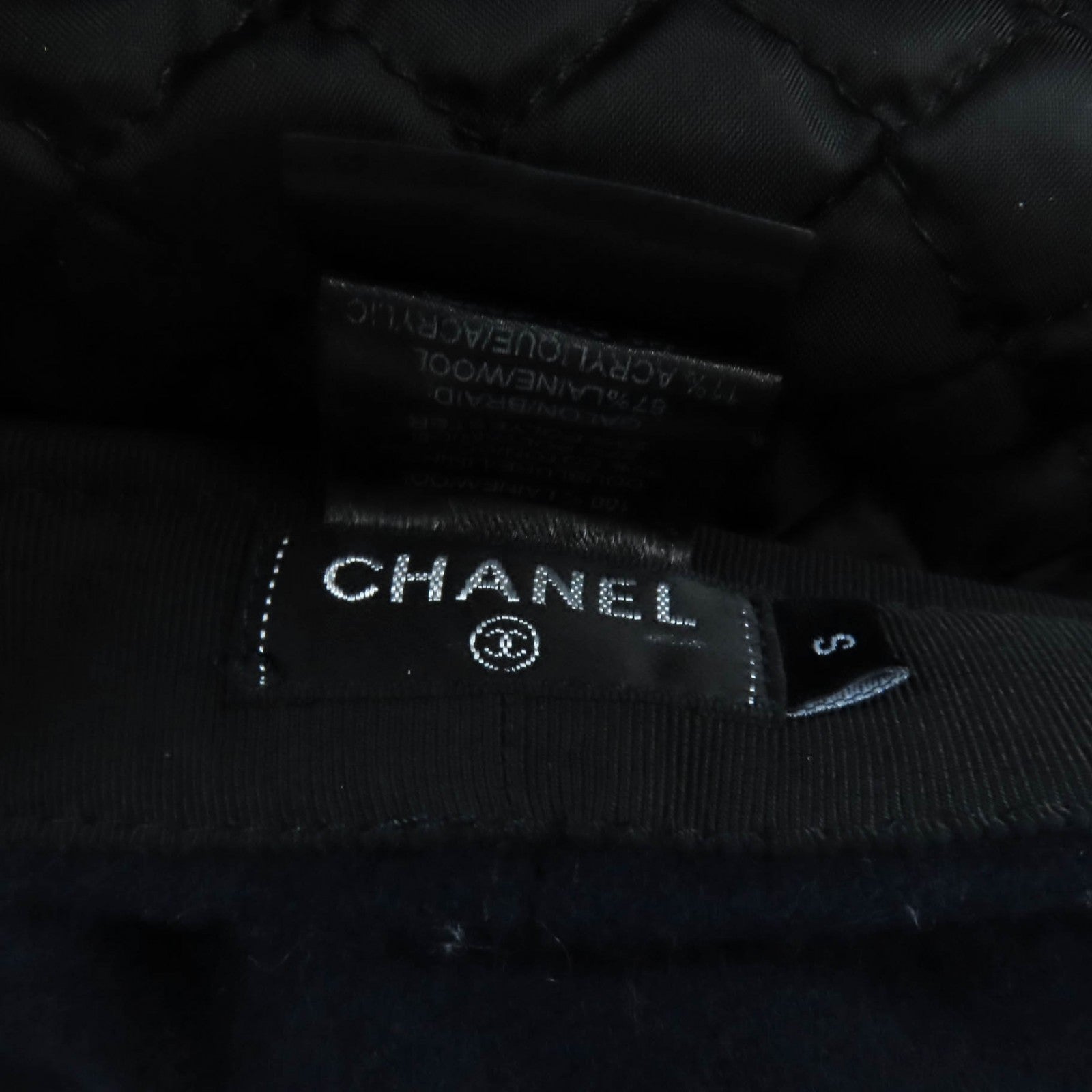 Chanel Wool Cotton COCO Mark Metal Knit Hat S