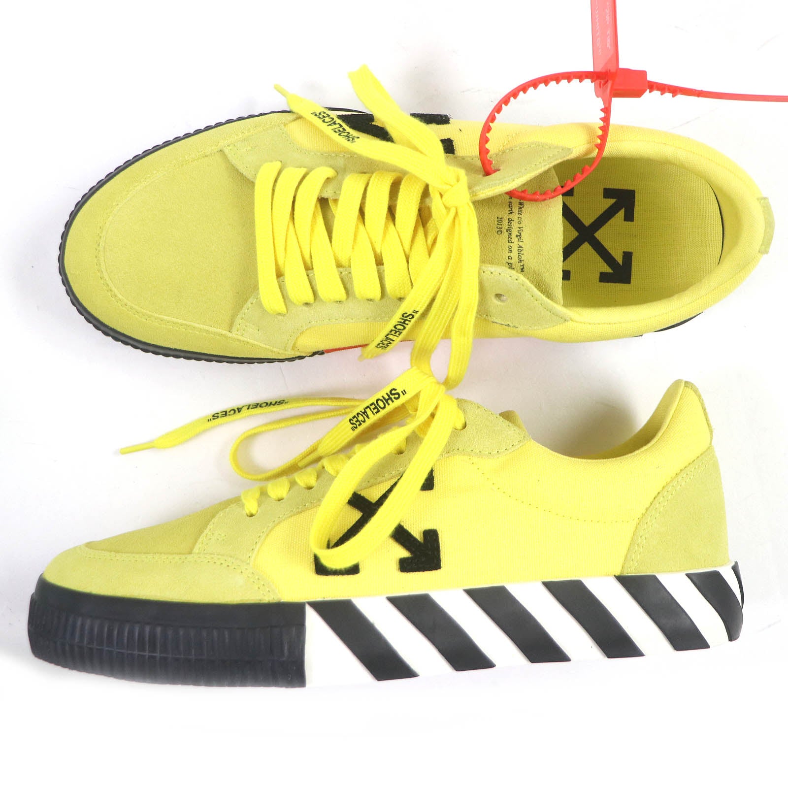 Off-White Suede Canvas Low Sneakers Yellow Black