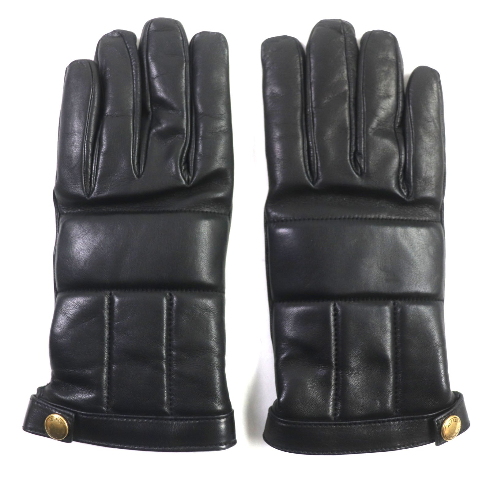 Dunhill Lamb Leather Cashmere Gloves Black 8.5