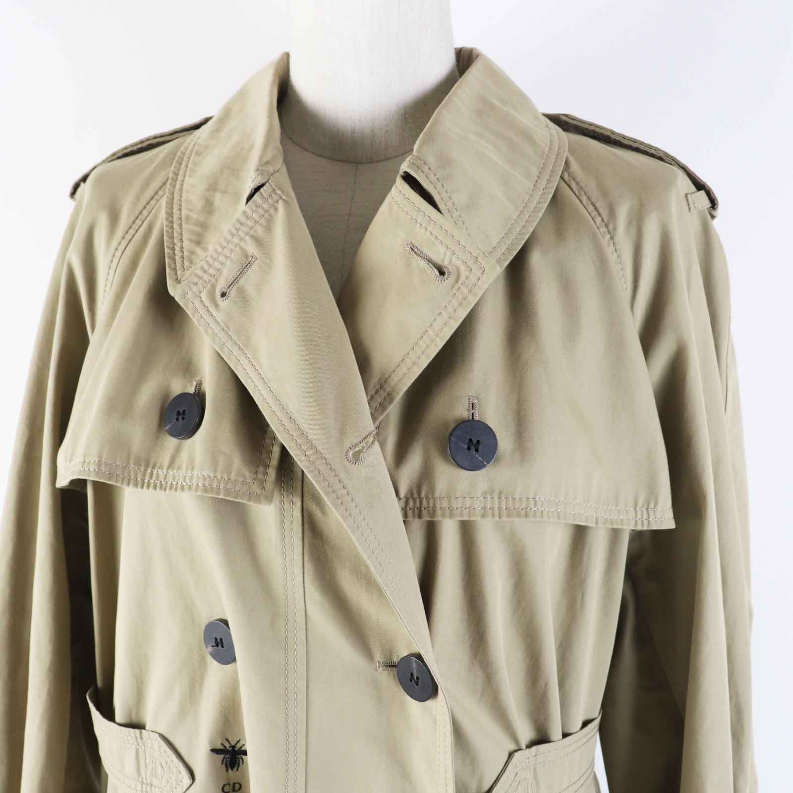 Dior Cotton Flare Trench Coat Beige 44 Women