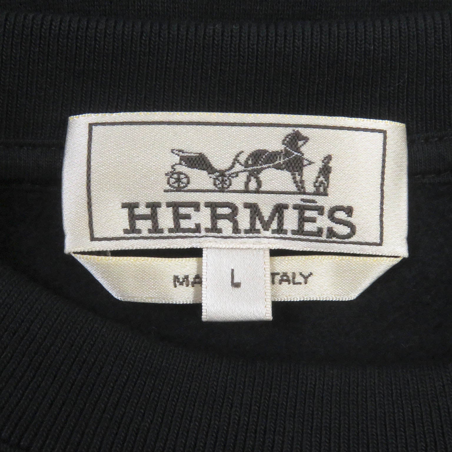 HERMES Cotton Crew Neck Sweatshirt Black L