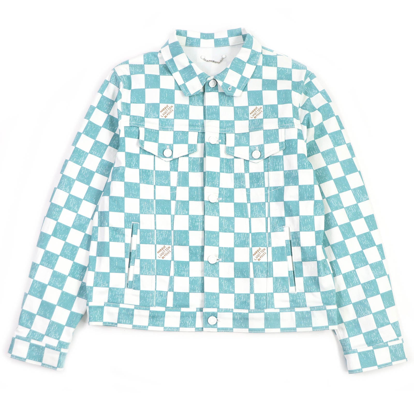 Louis Vuitton Damier Denim Trucker Jacket White Blue