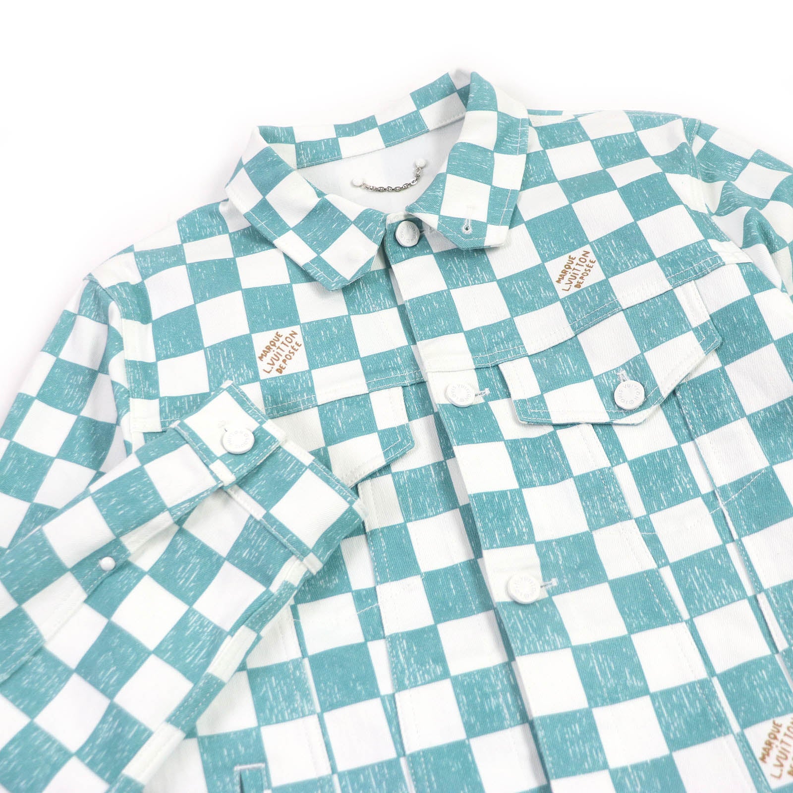 Louis Vuitton Damier Denim Trucker Jacket White Blue