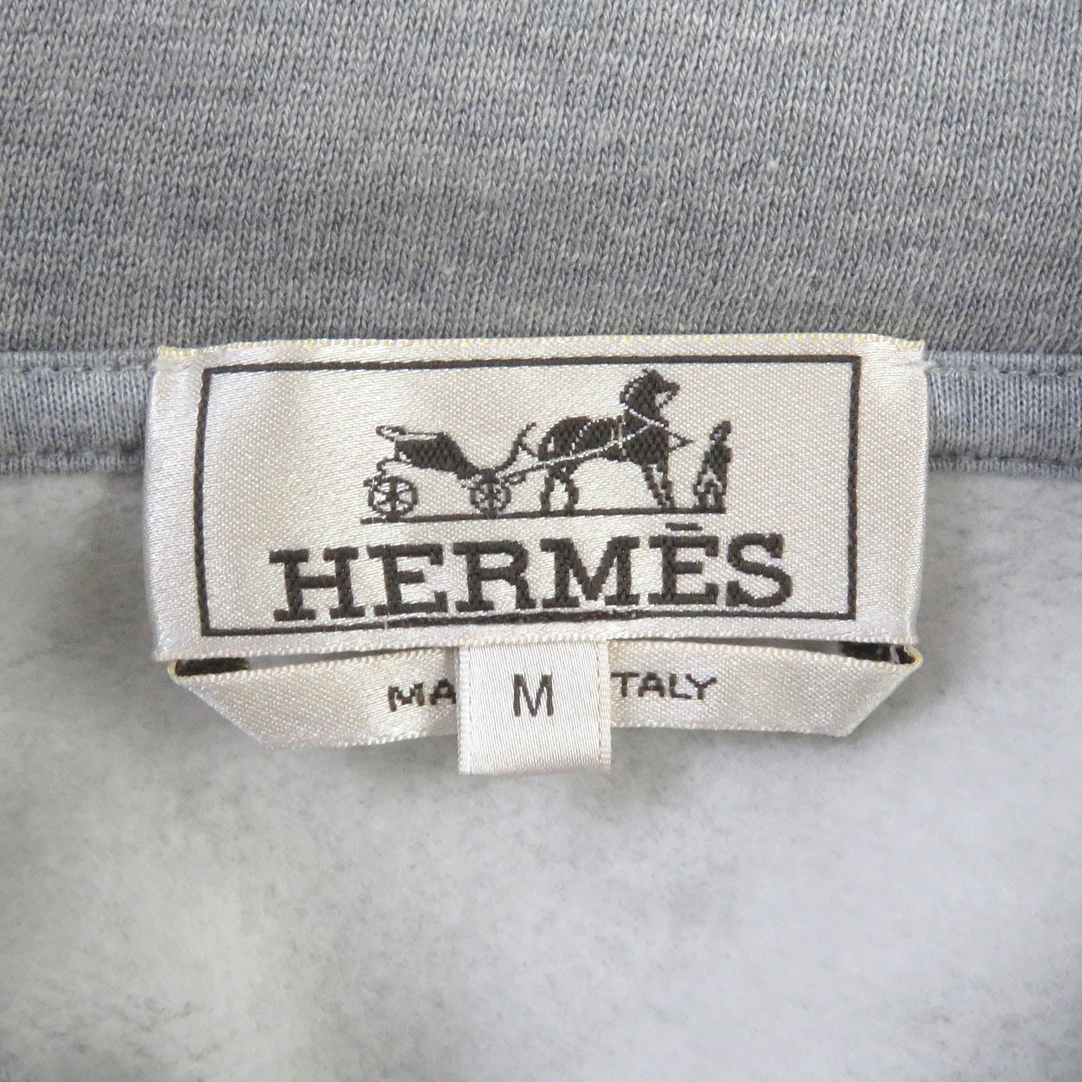 HERMES Lamb Leather Patch Pullover Parker Gray M