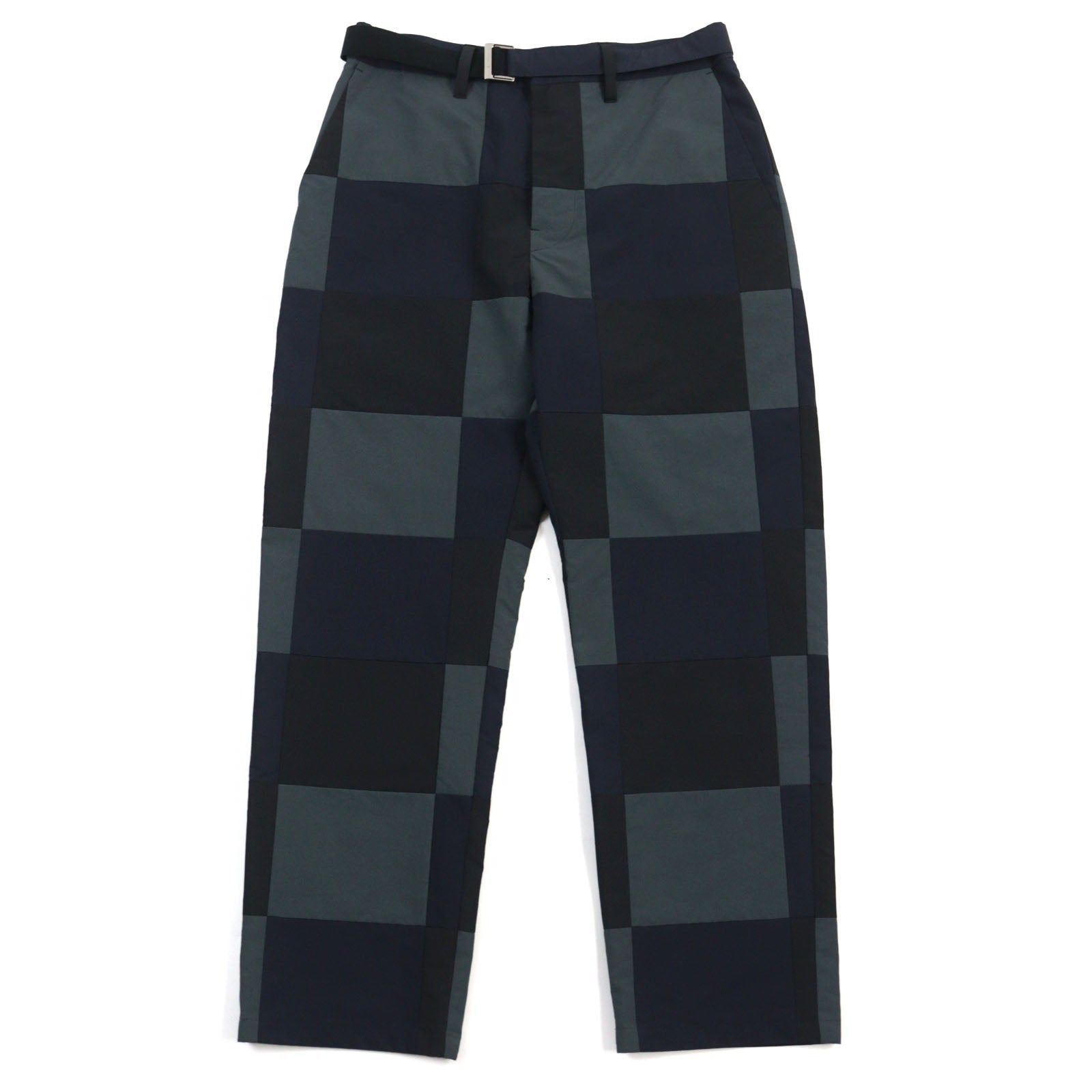 Sacai Checkered Chino Pants with Logo Belt