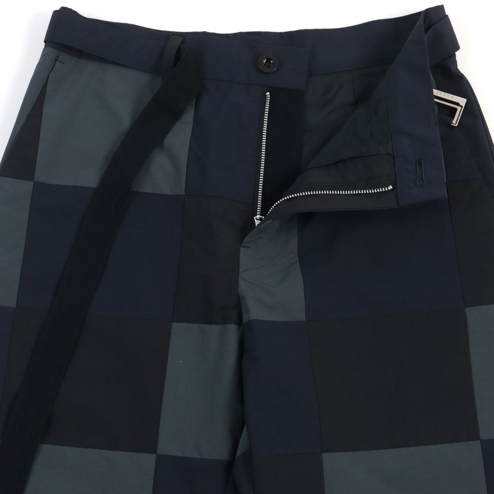 Sacai Checkered Chino Pants with Logo Belt