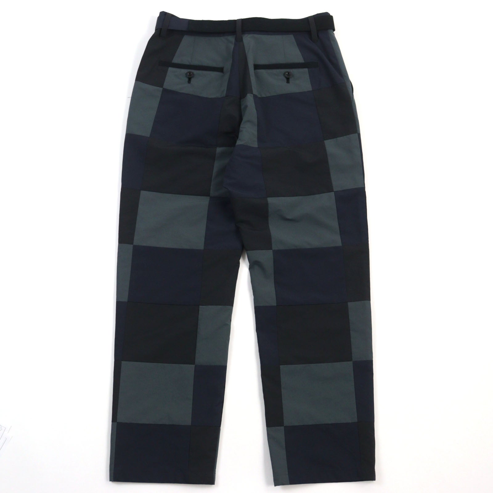 Sacai Checkered Chino Pants with Logo Belt