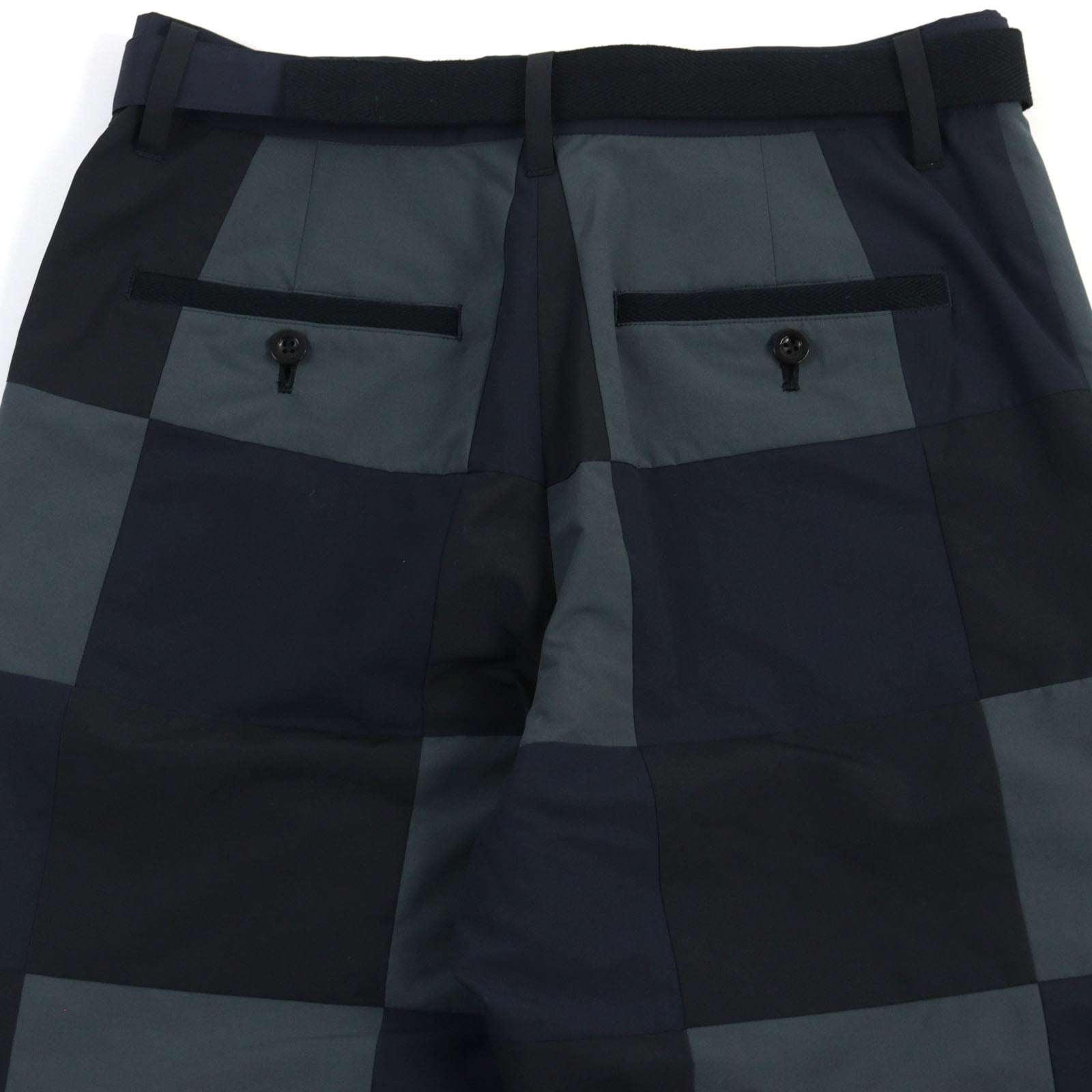 Sacai Checkered Chino Pants with Logo Belt