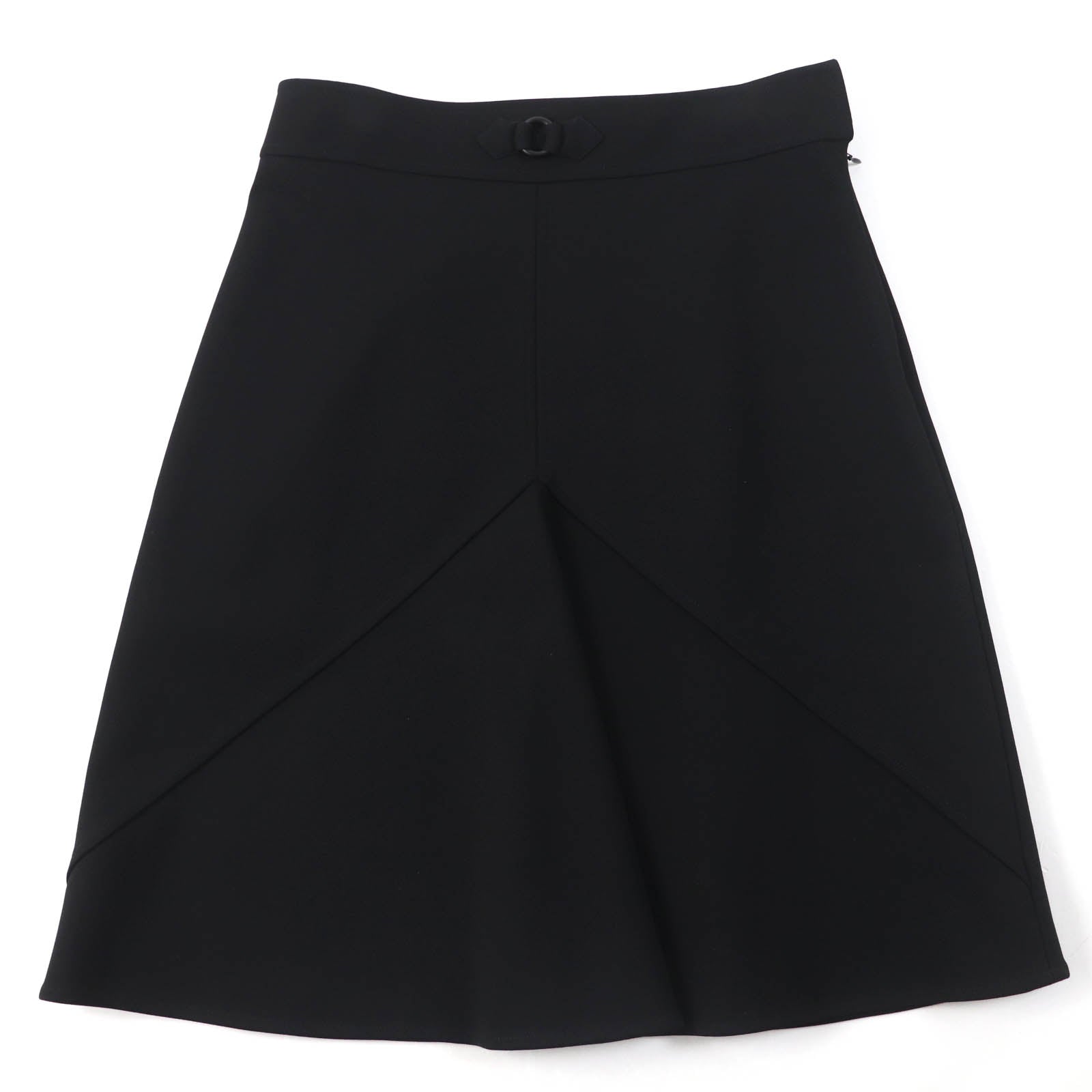 Hermes Flare Skirt Rayon Polyurethane Black 42