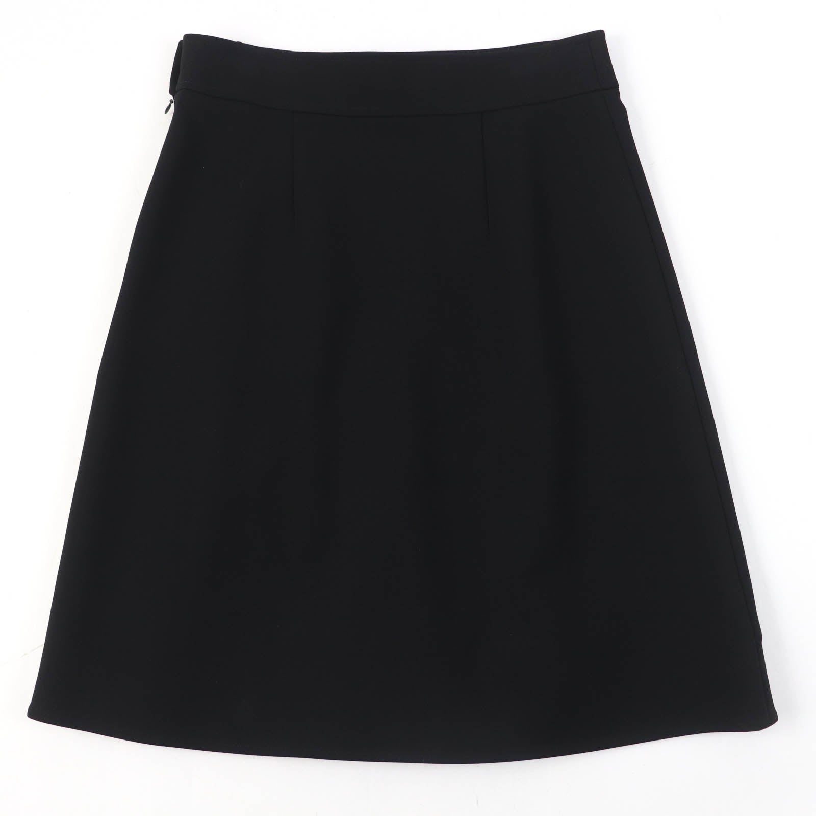 Hermes Flare Skirt Rayon Polyurethane Black 42