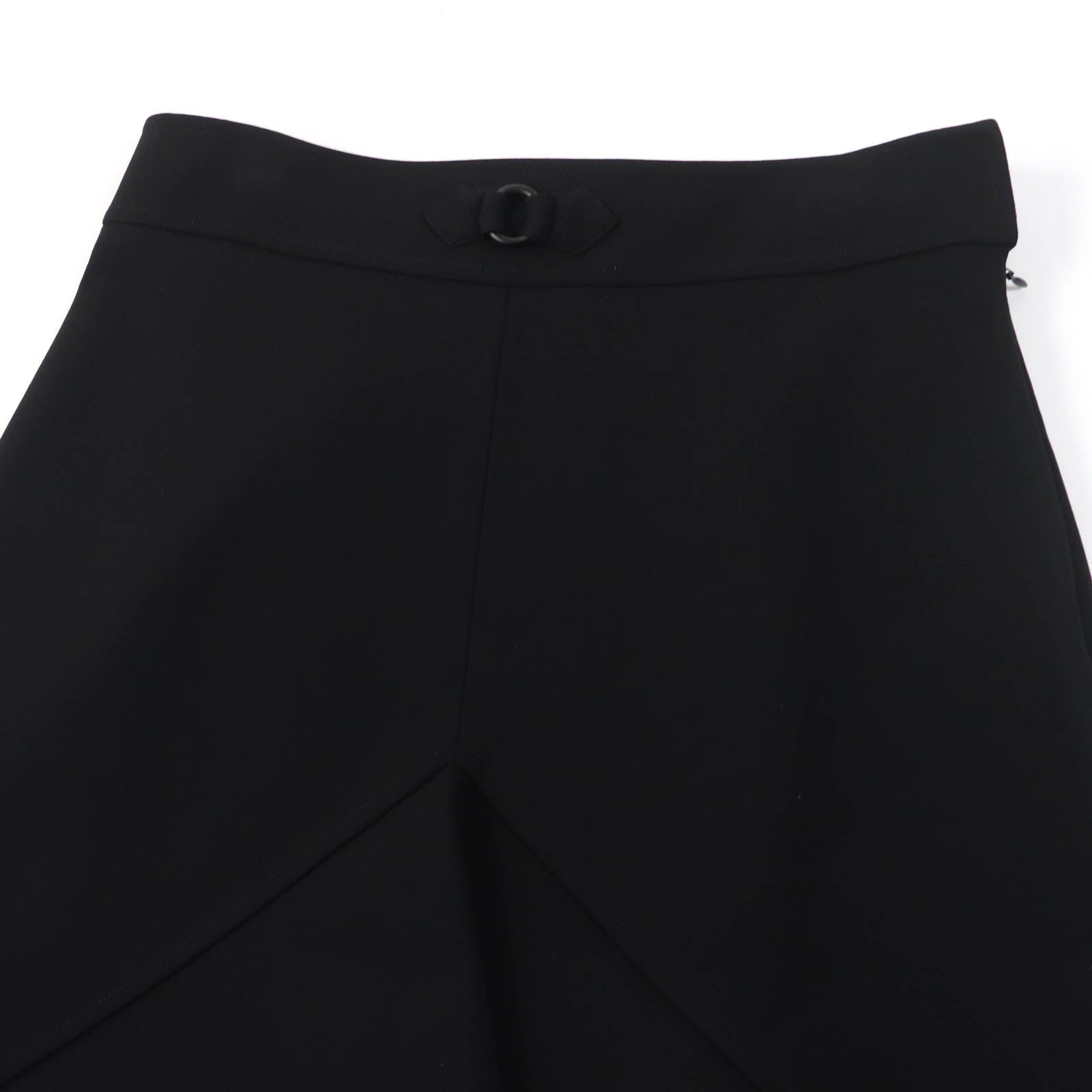 Hermes Flare Skirt Rayon Polyurethane Black 42