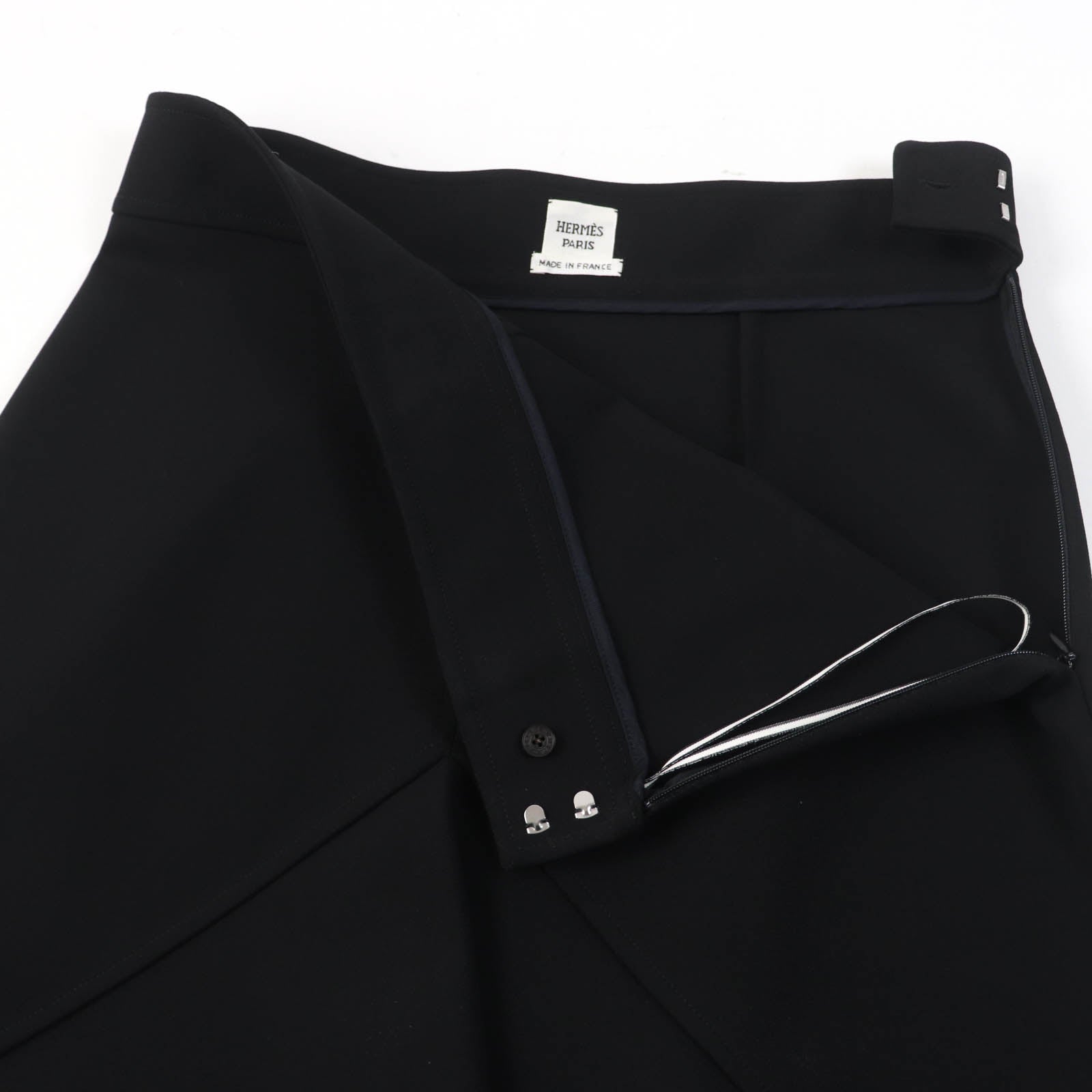 Hermes Flare Skirt Rayon Polyurethane Black 42