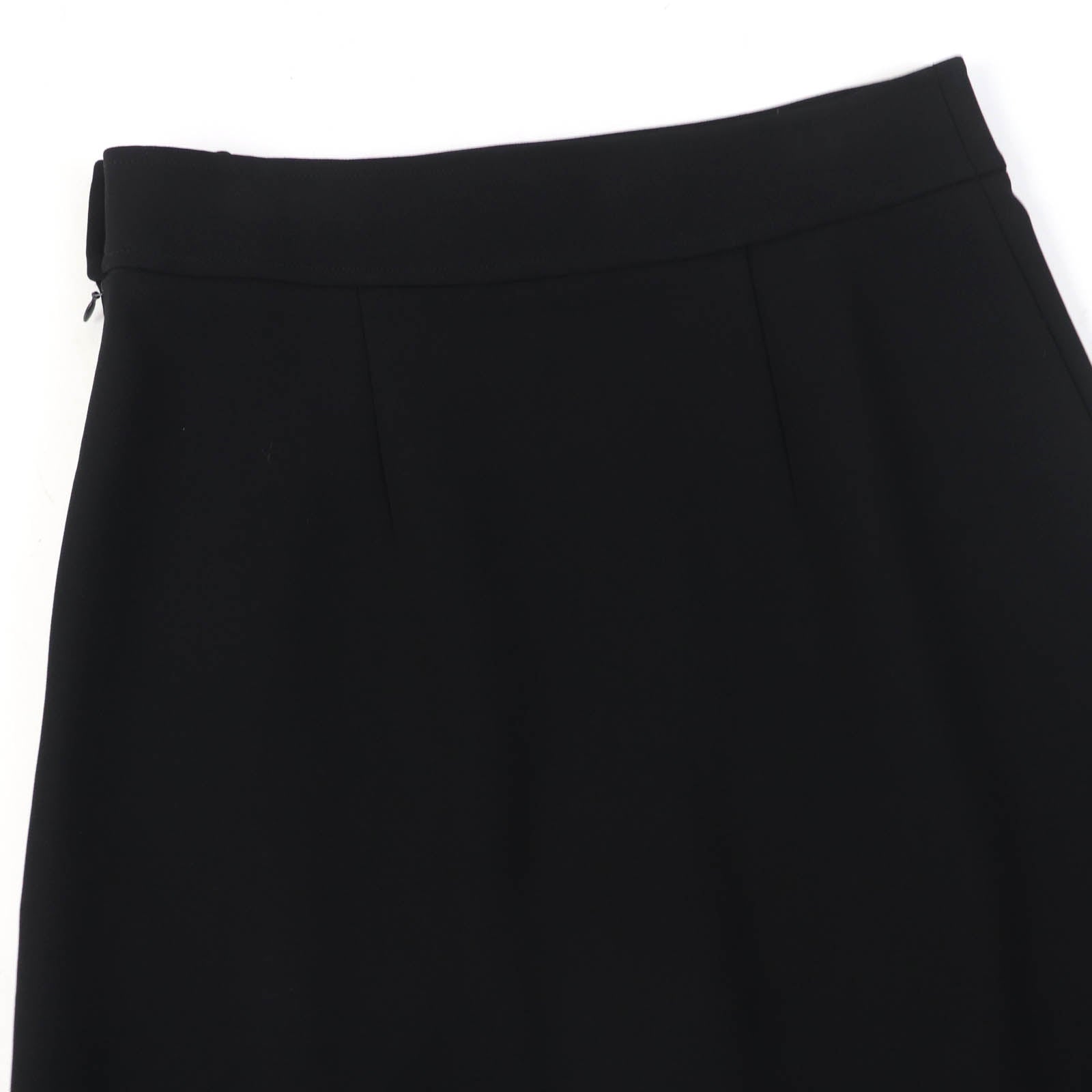 Hermes Flare Skirt Rayon Polyurethane Black 42