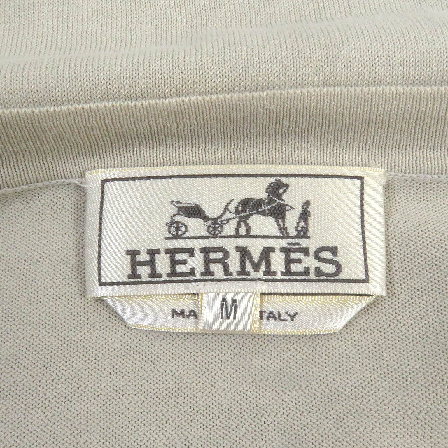 HERMES Cotton Check Sleeve Short Sleeve Knit M