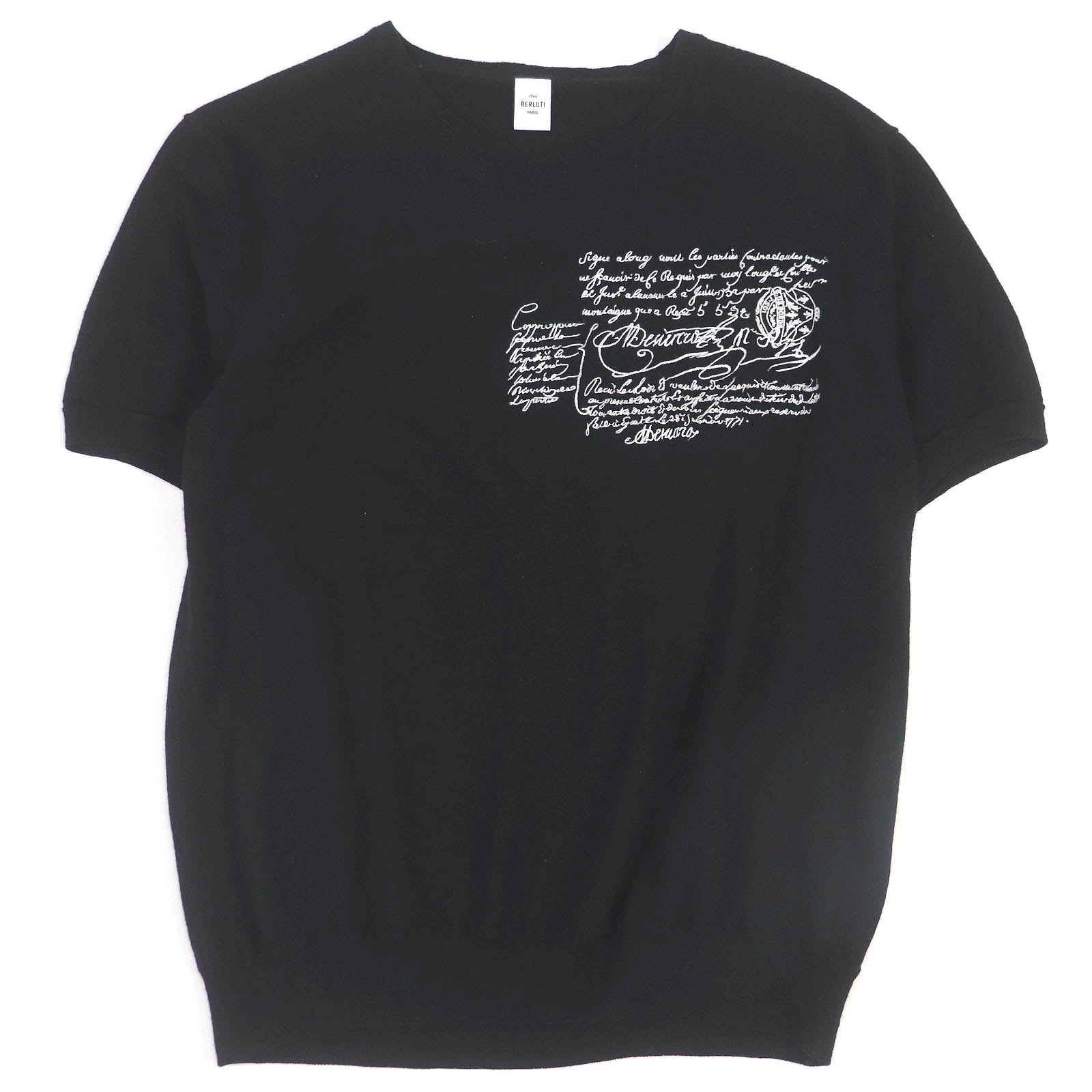 Berluti Wool Calligraphy Scritto Embroidery Knit Tee