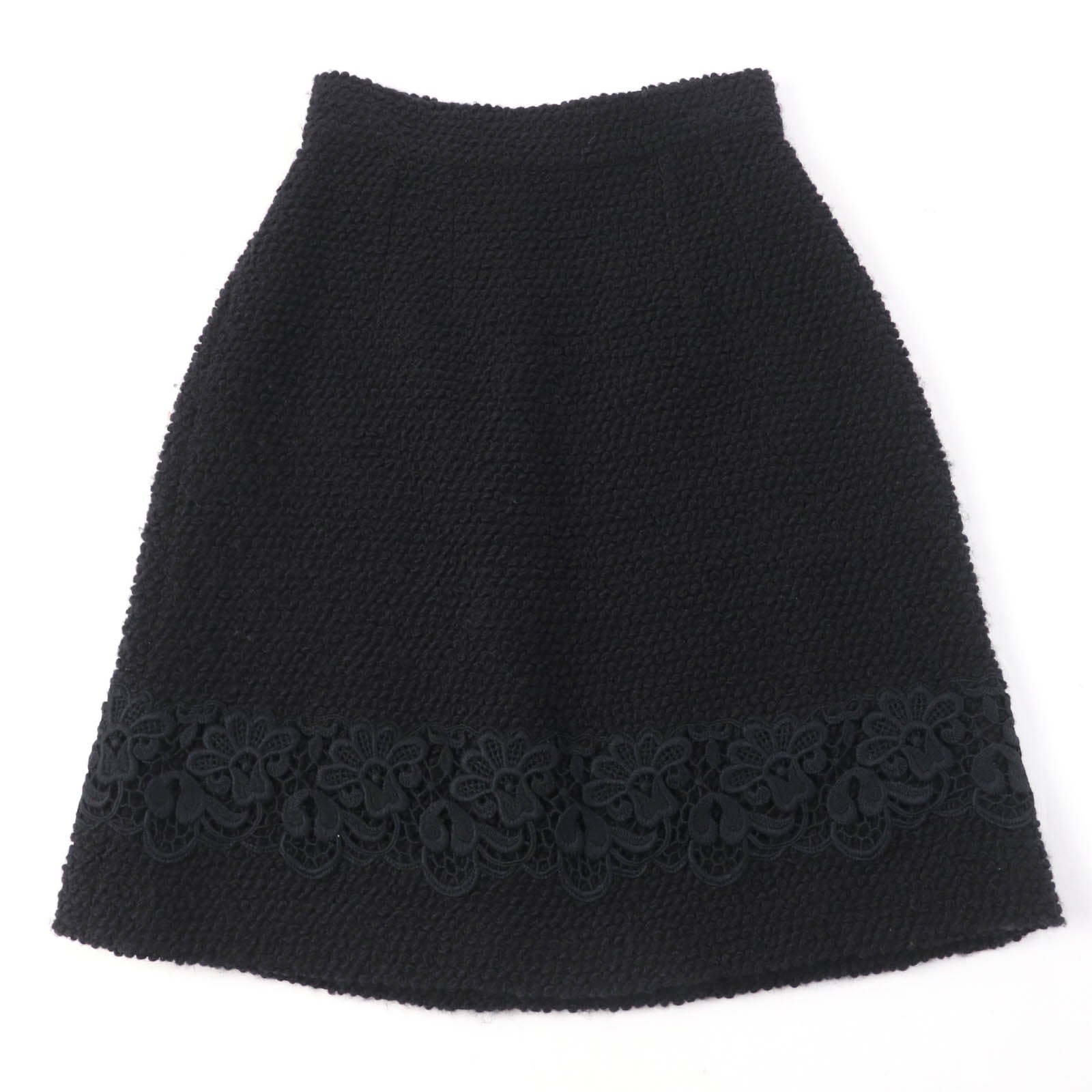 Dolce & Gabbana Flower Lace Knit Skirt Black 36