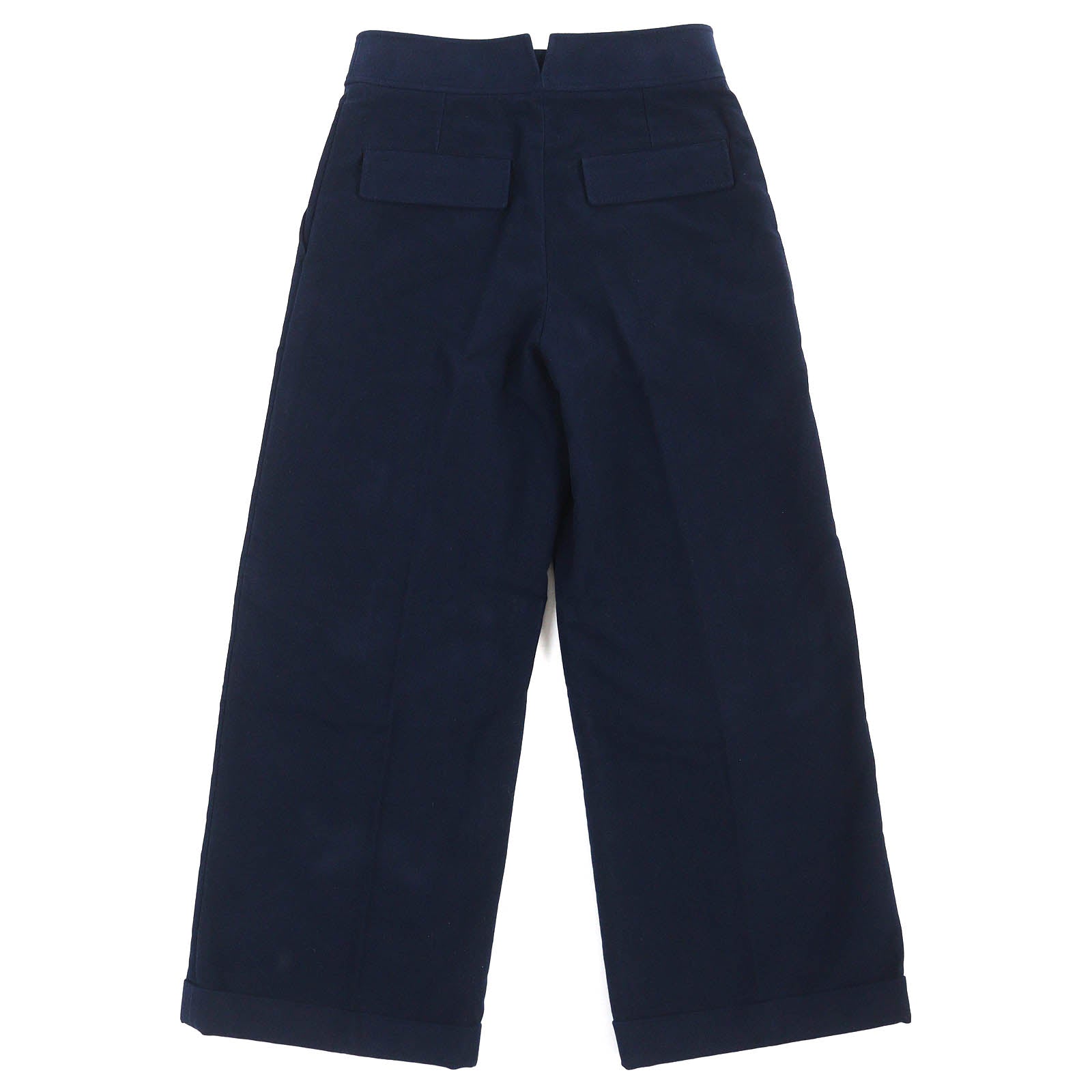 HERMES Cotton Wide Pants Navy 34 Women