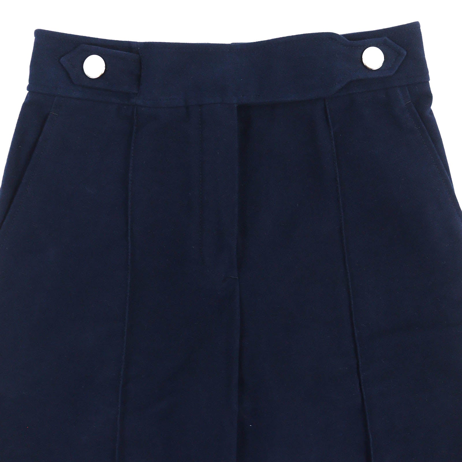 HERMES Cotton Wide Pants Navy 34 Women