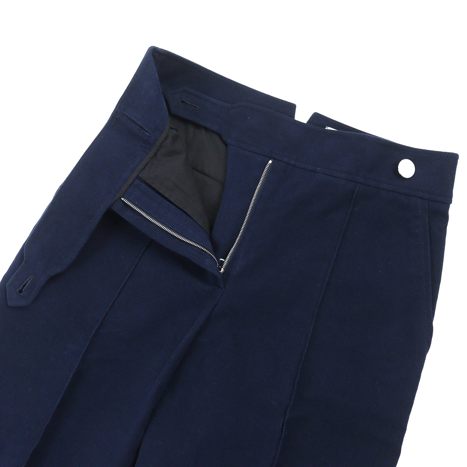 HERMES Cotton Wide Pants Navy 34 Women