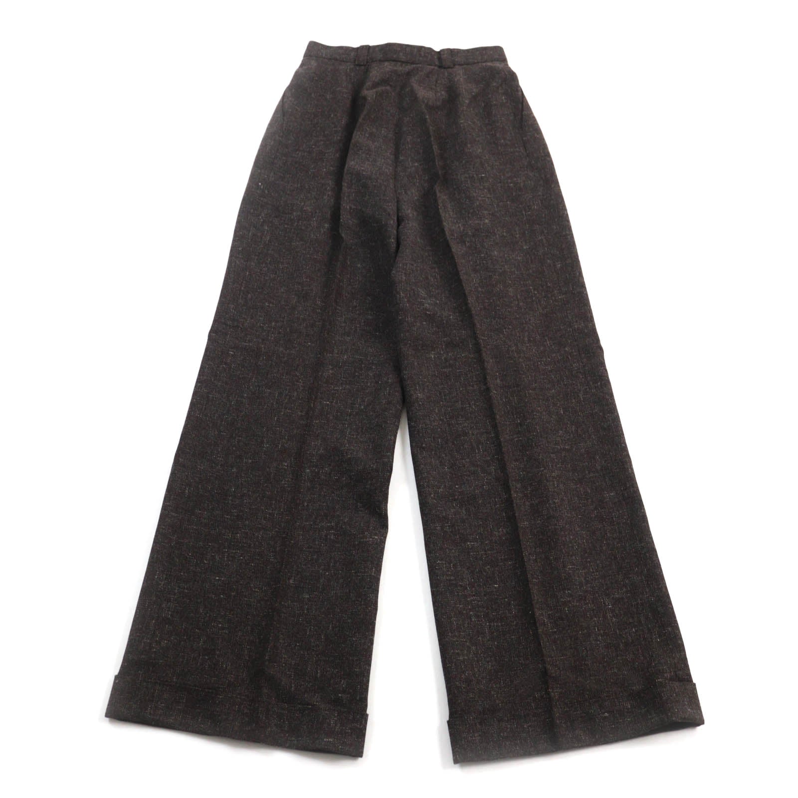 Chanel Vintage Wool Linen Wide Pants Brown 38