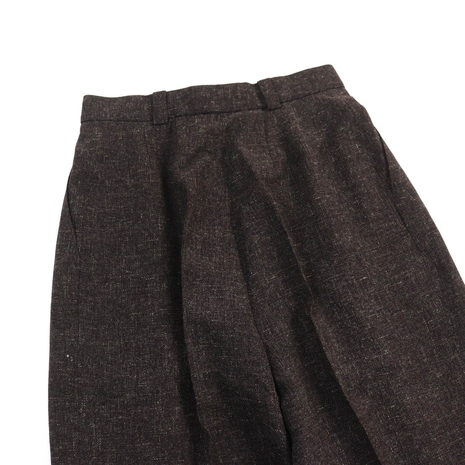 Chanel Vintage Wool Linen Wide Pants Brown 38