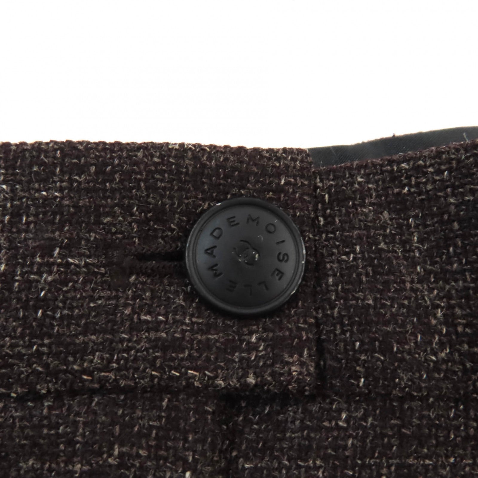 Chanel Vintage Wool Linen Wide Pants Brown 38