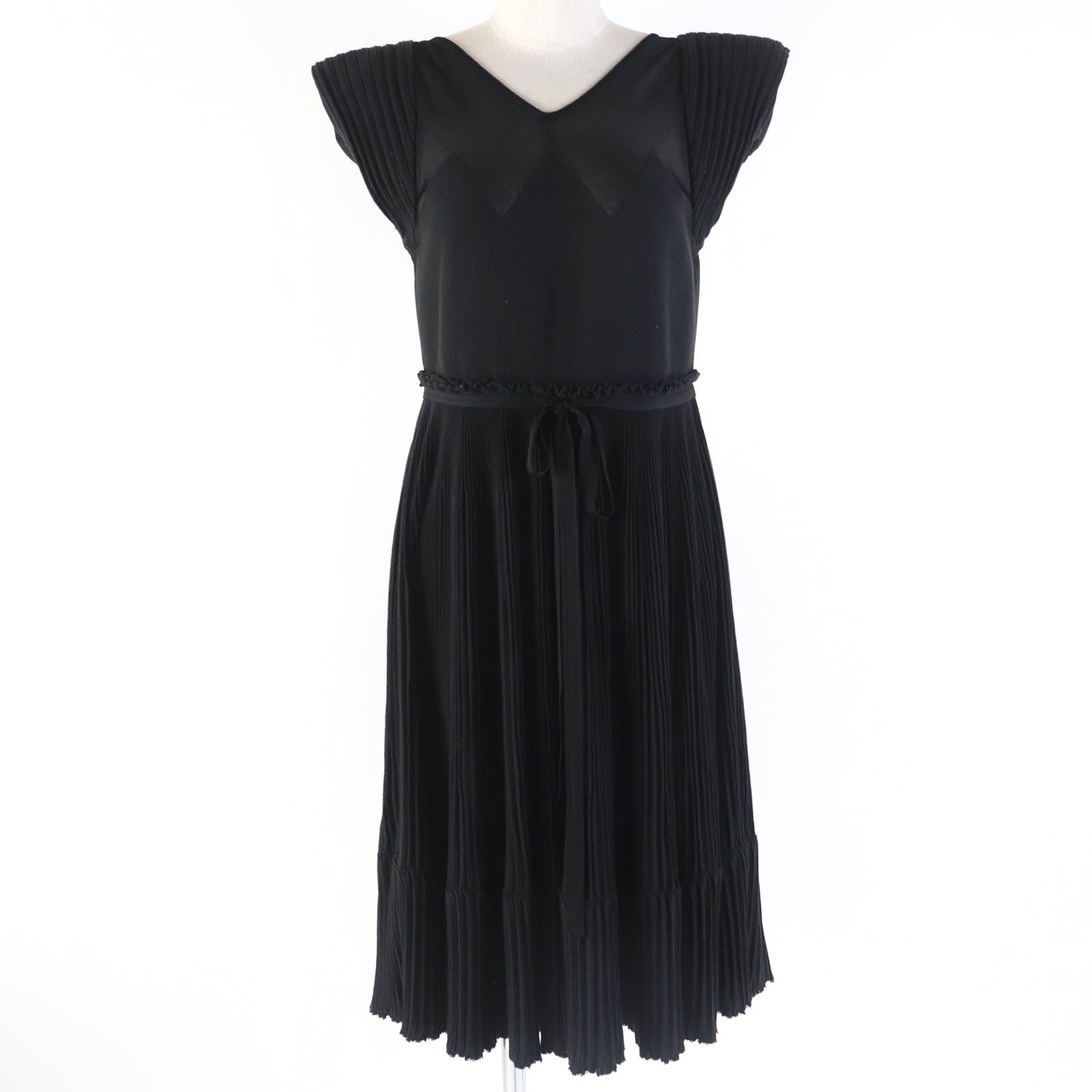 Chanel Knit Pleated Dress Black 36