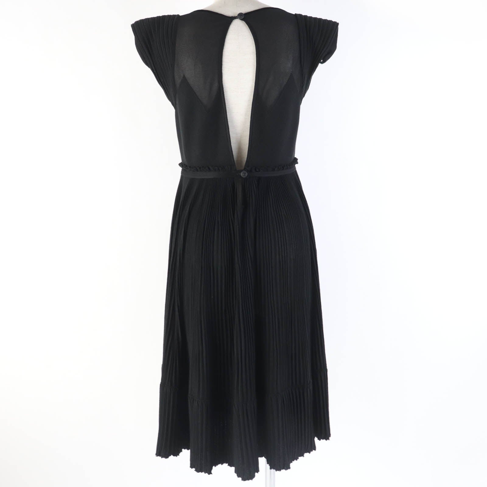 Chanel Knit Pleated Dress Black 36