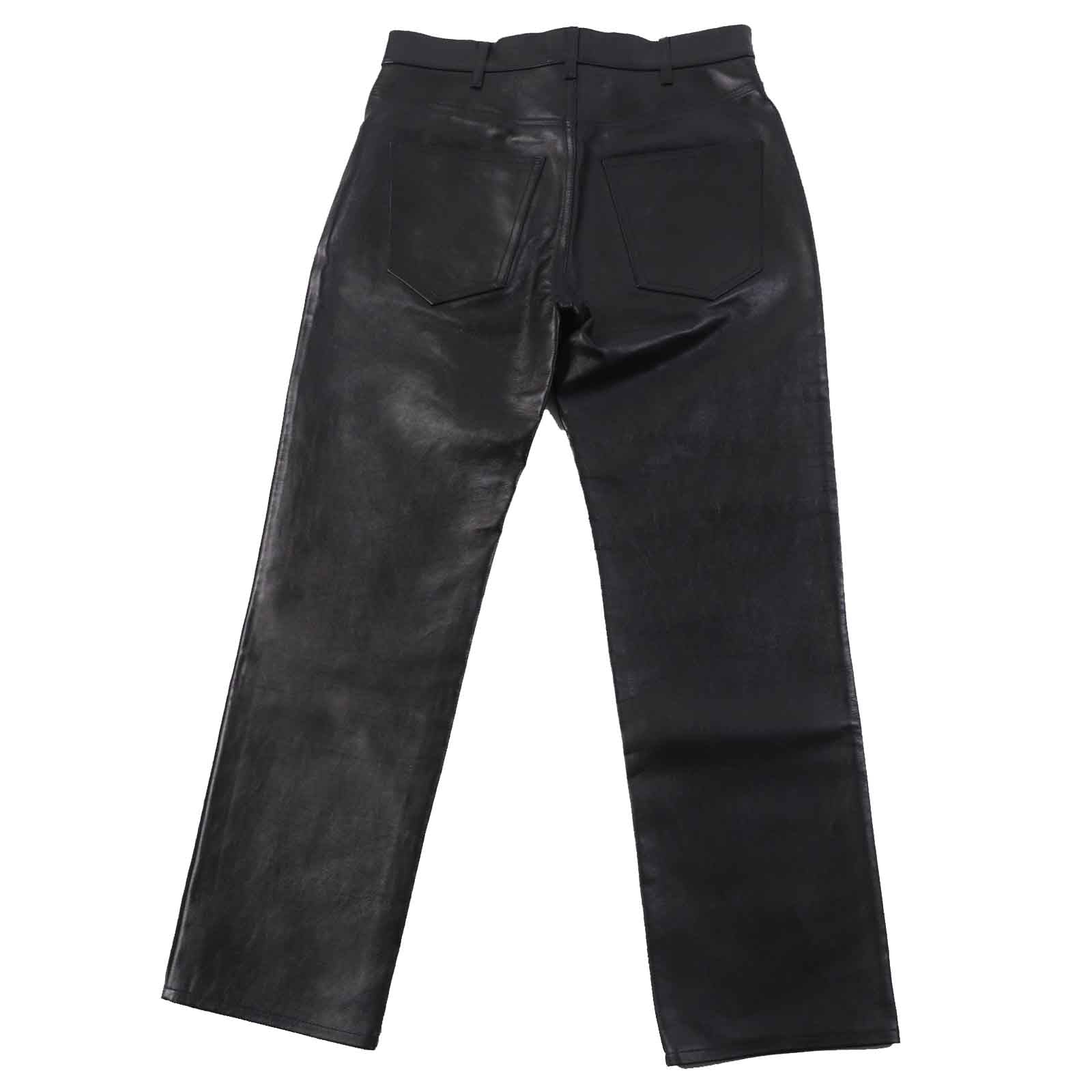 Celine Lambskin Leather Pants Black 26 Women