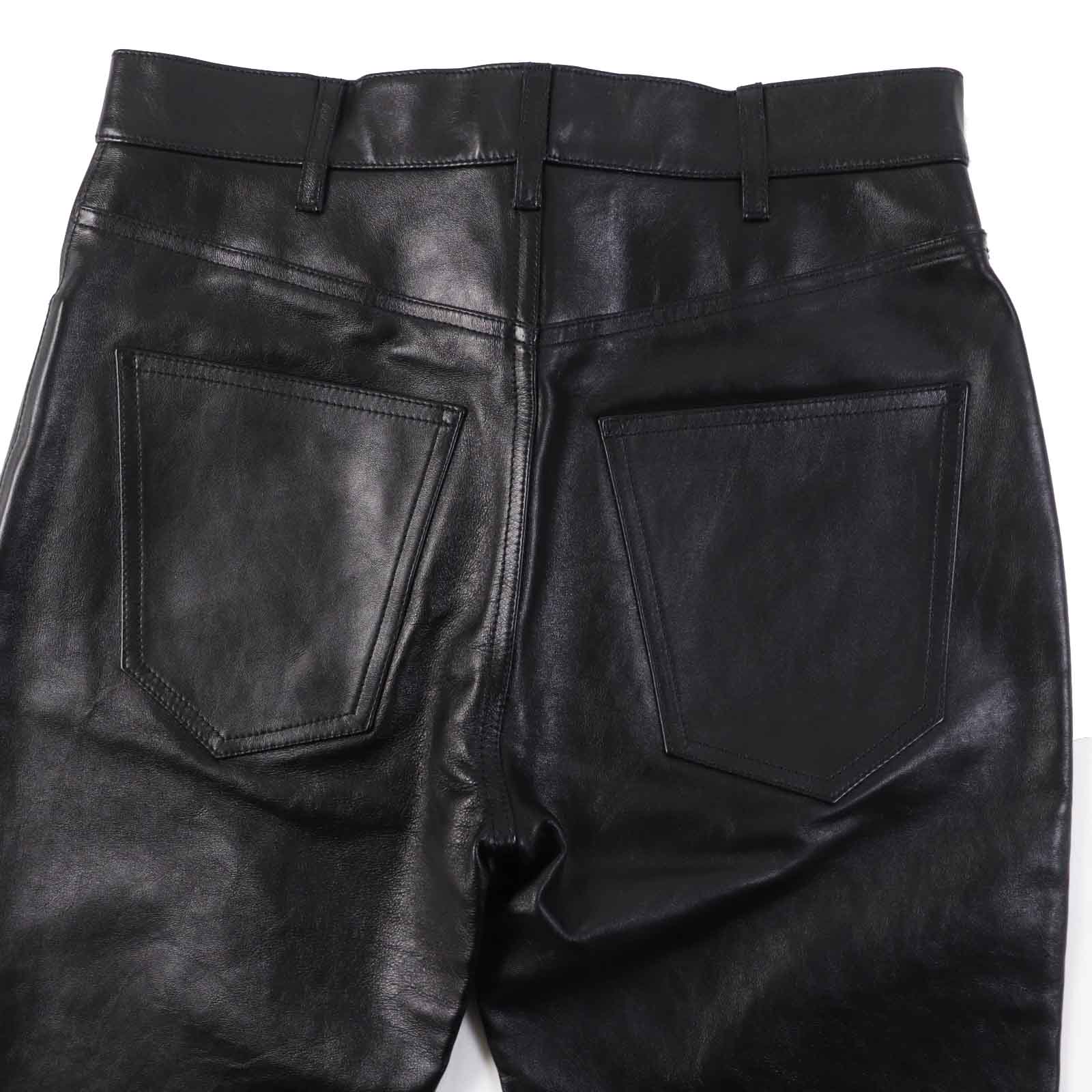 Celine Lambskin Leather Pants Black 26 Women