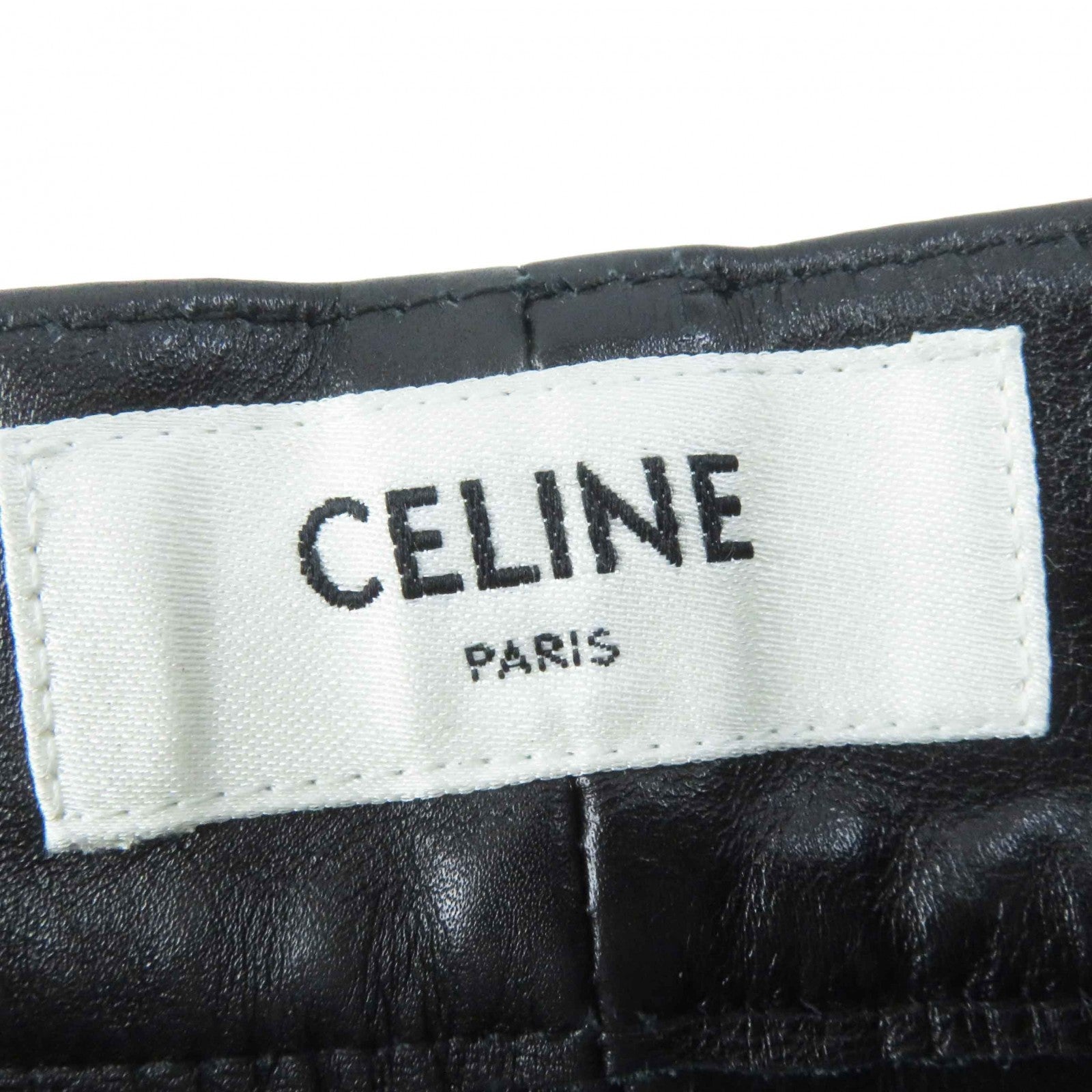 Celine Lambskin Leather Pants Black 26 Women