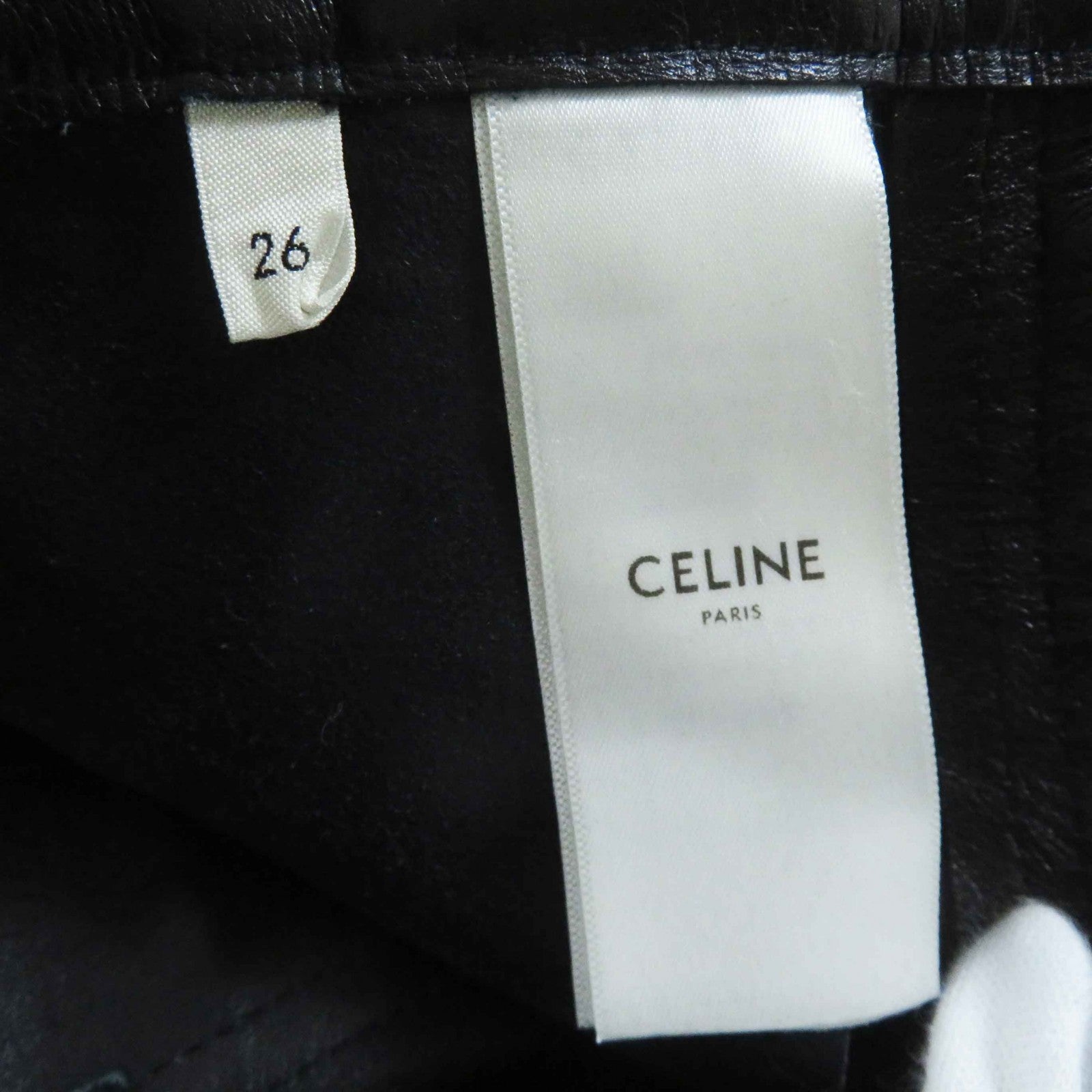 Celine Lambskin Leather Pants Black 26 Women