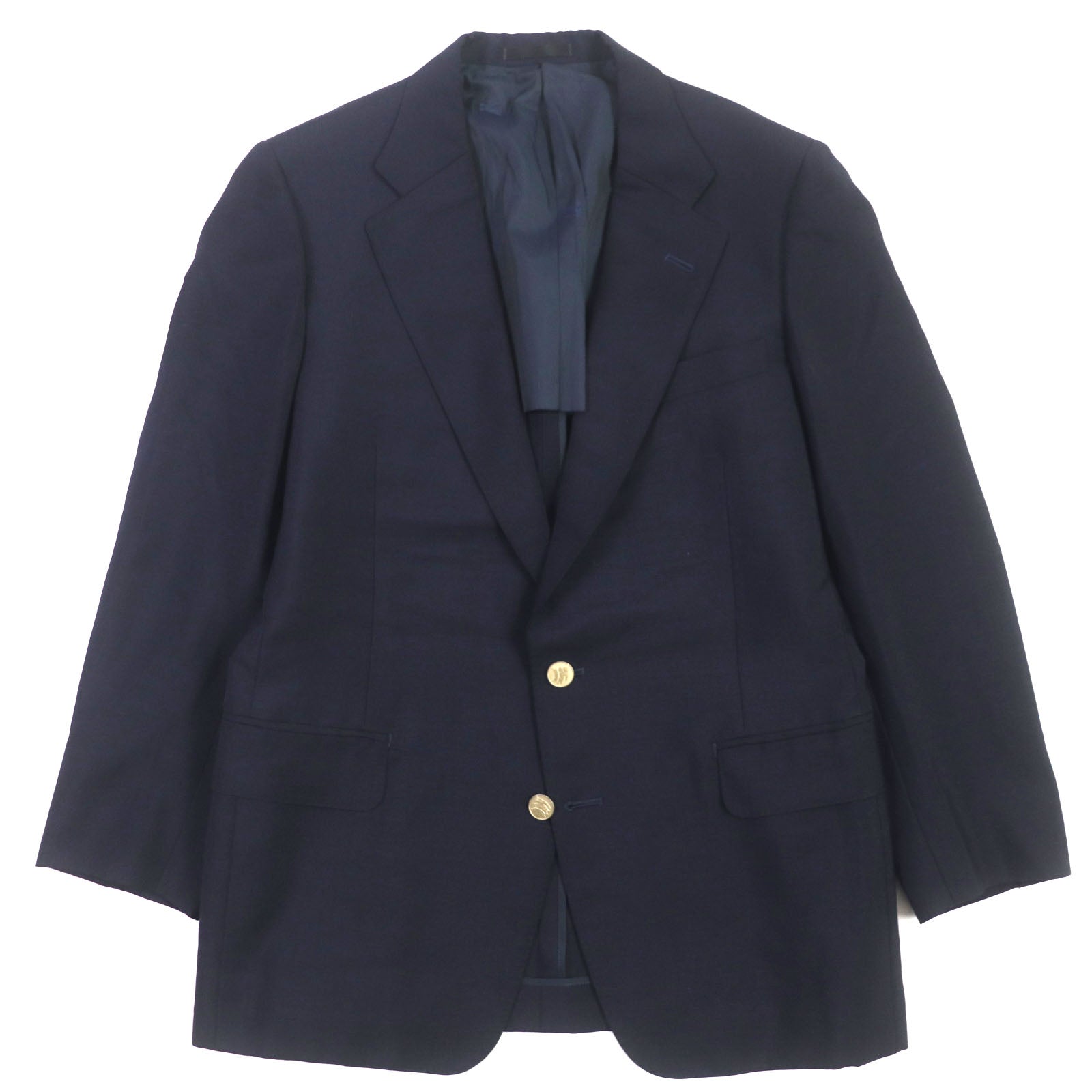 Burberry Wool Mohair Gold Button Navy Blazer