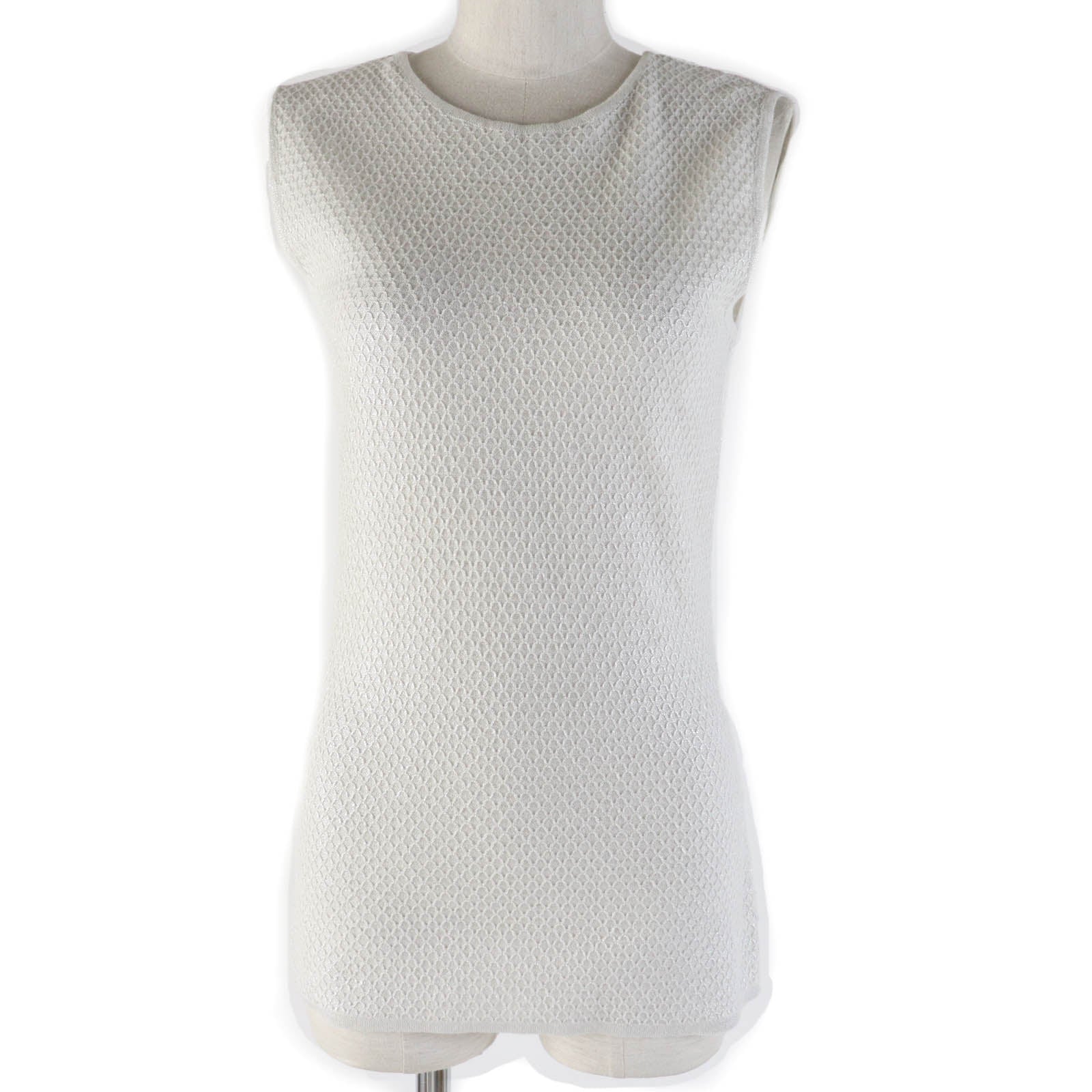 Chanel Cotton Linen Sleeveless Knit Light Gray Women