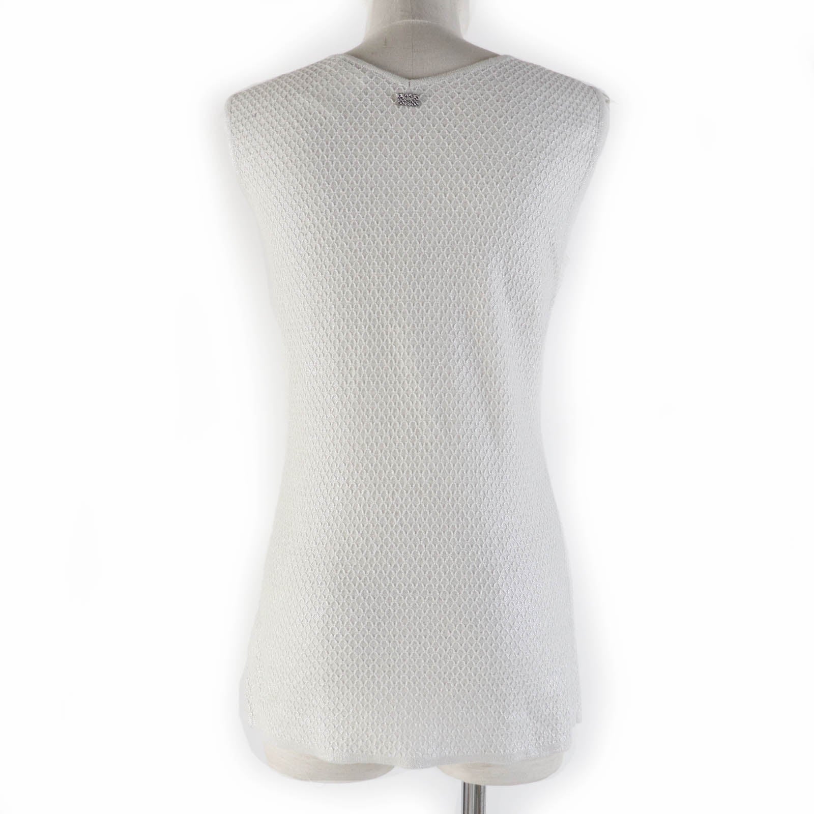 Chanel Cotton Linen Sleeveless Knit Light Gray Women