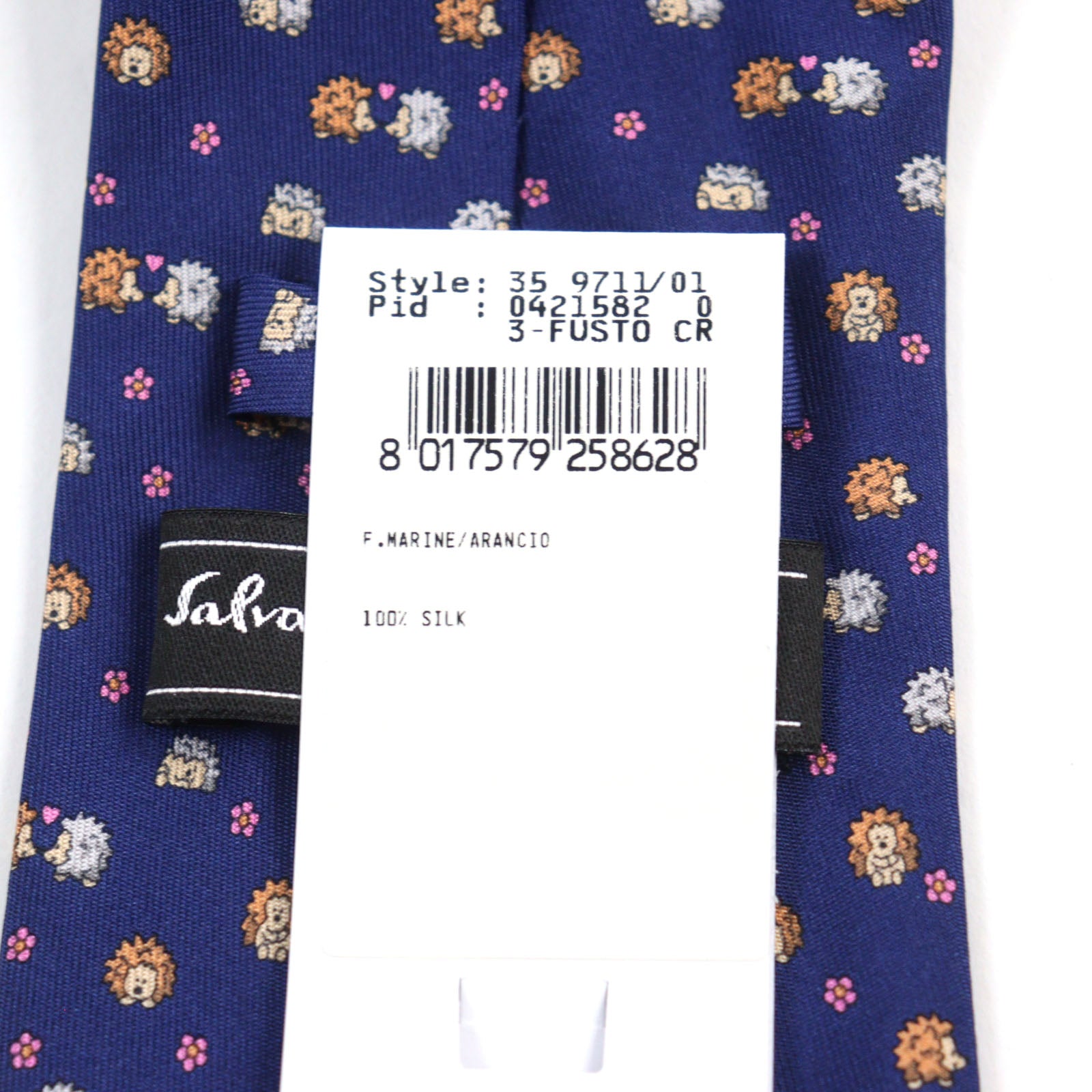 Salvatore Ferragamo Silk Hedgehog Logo Tie