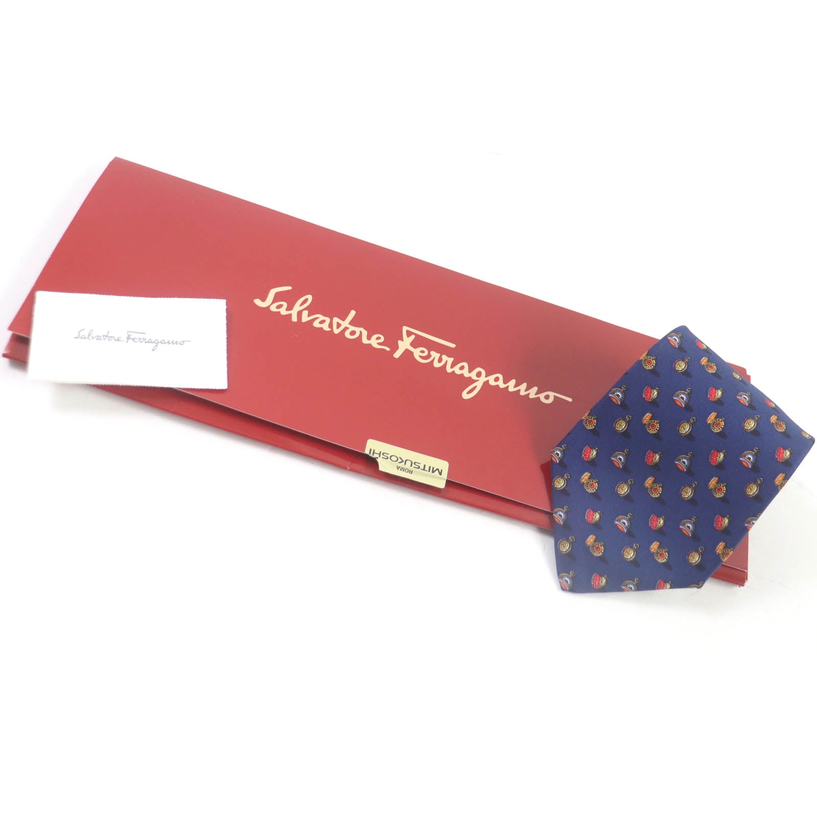 Salvatore Ferragamo Silk Pocket Watch Pattern Tie