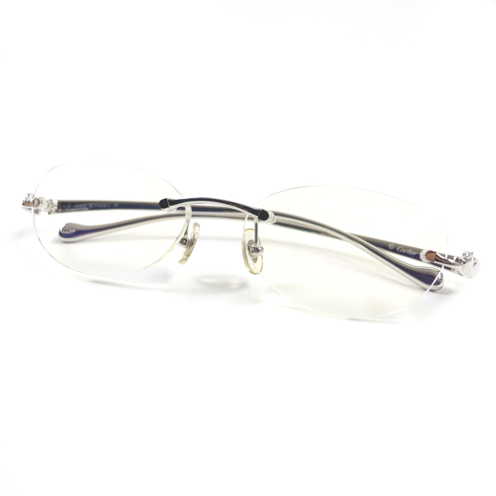 Cartier PANTHERE Logo Glasses Eyewear Silver