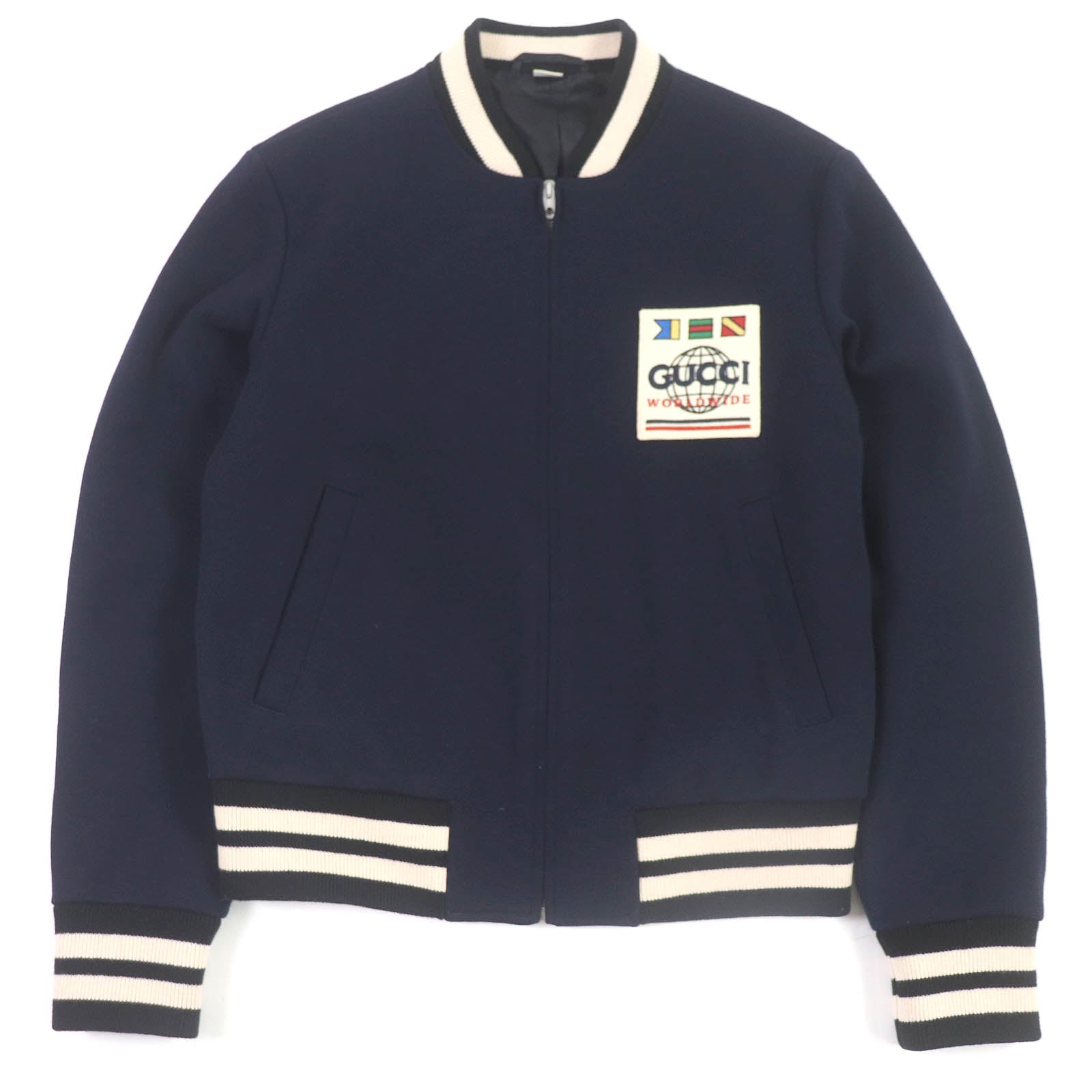 GUCCI Wool Nylon Varsity Jacket Blouson Navy