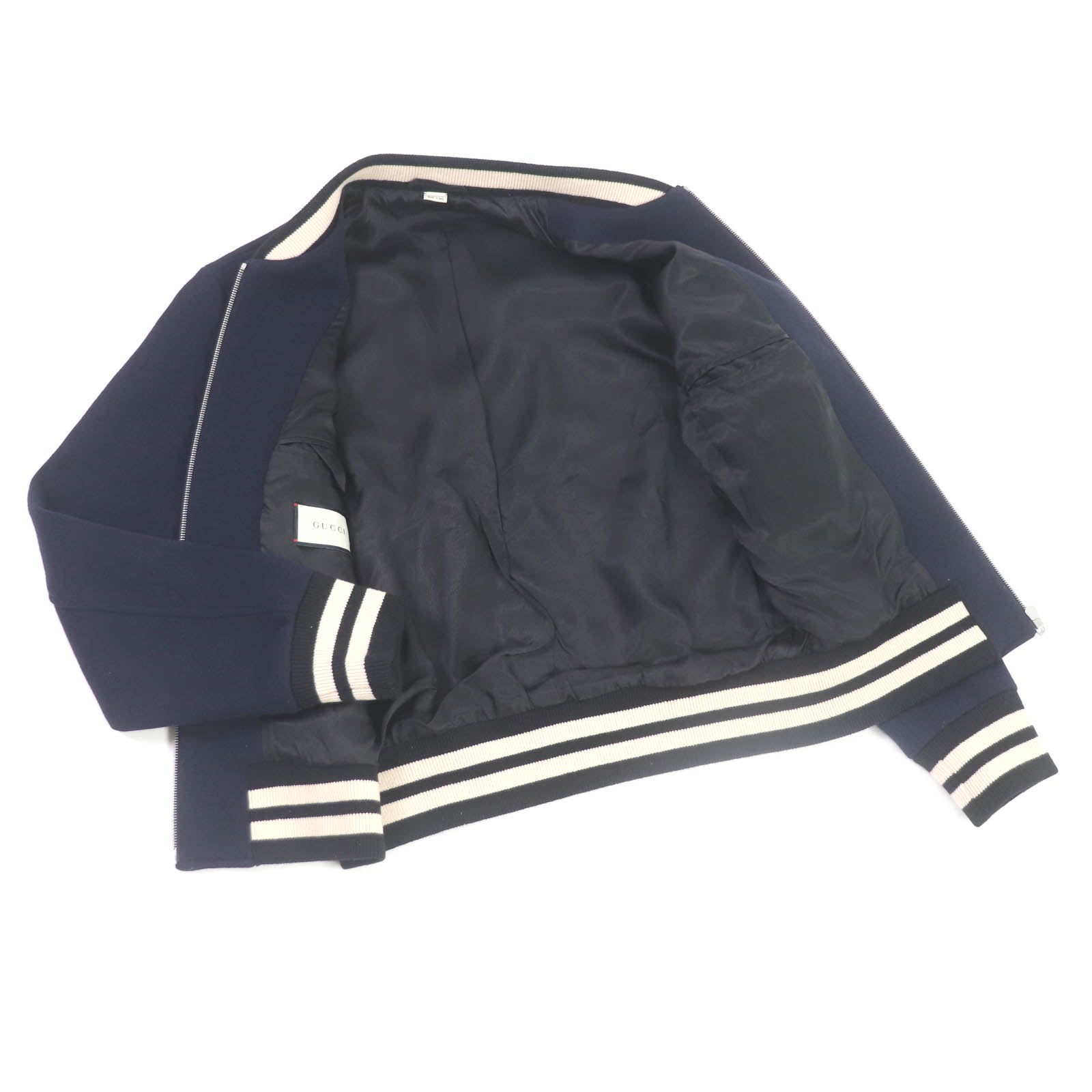 GUCCI Wool Nylon Varsity Jacket Blouson Navy