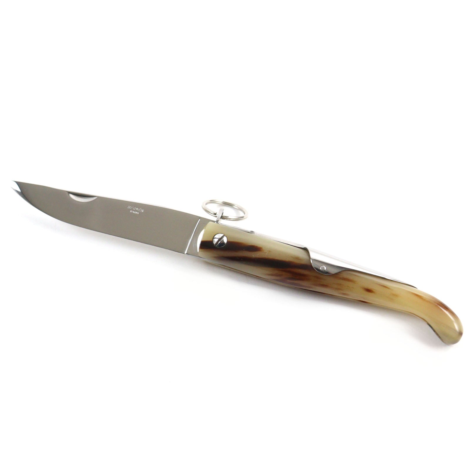 HERMES JACQUES MONGIN Metal Buffalo Horn Folding Knife