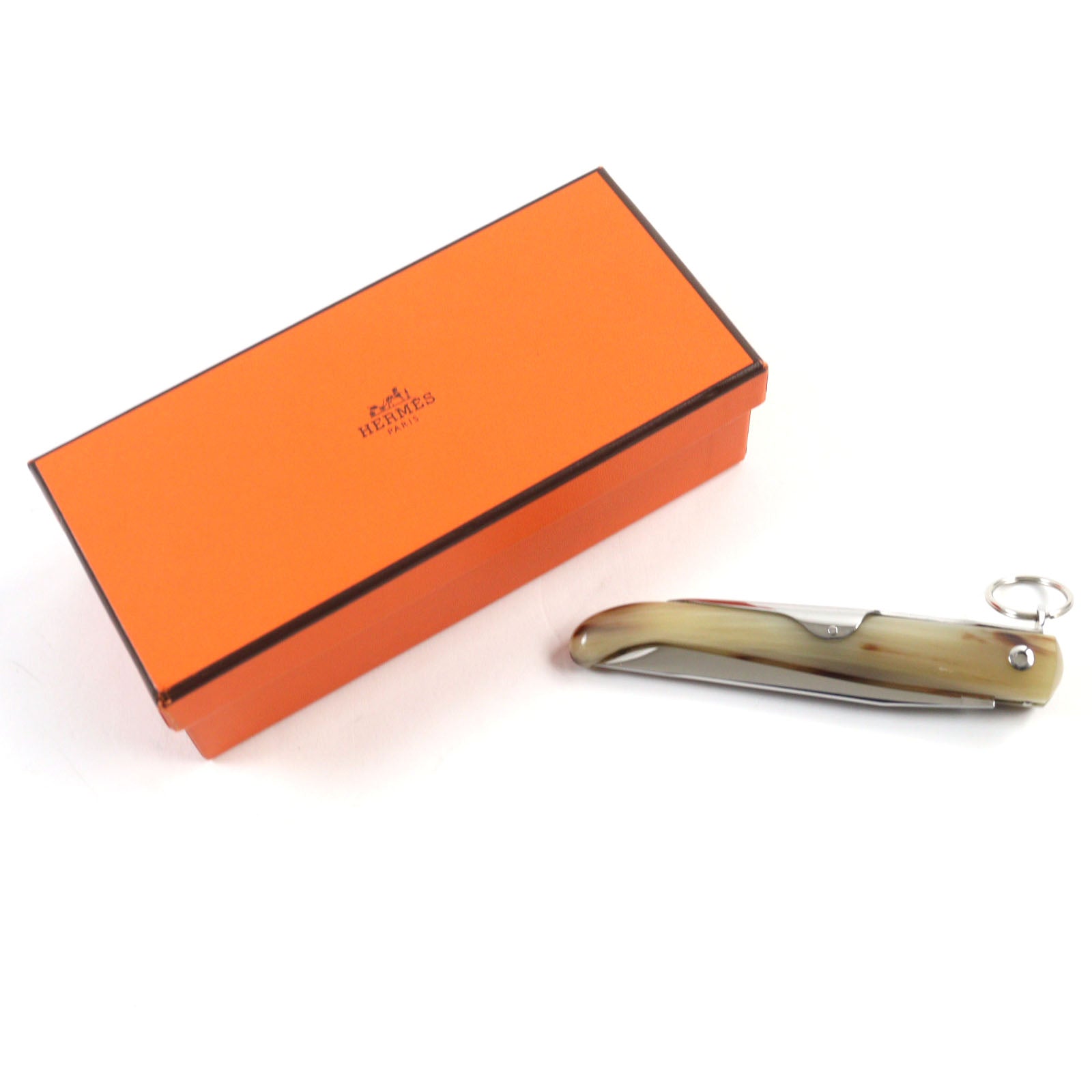 HERMES JACQUES MONGIN Metal Buffalo Horn Folding Knife