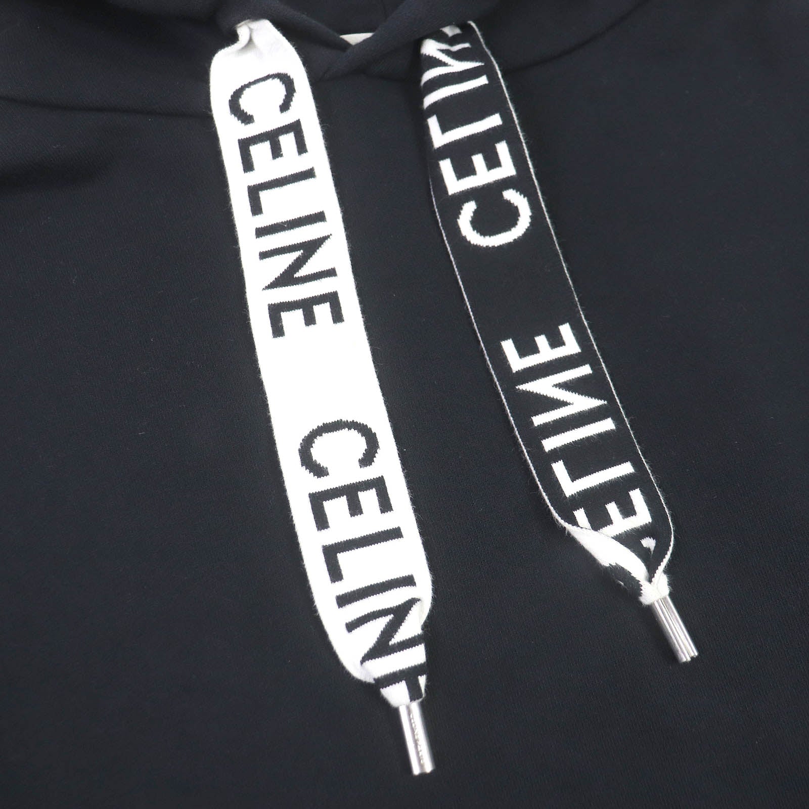 Celine Cotton Logo Oversized Hoodie Black S