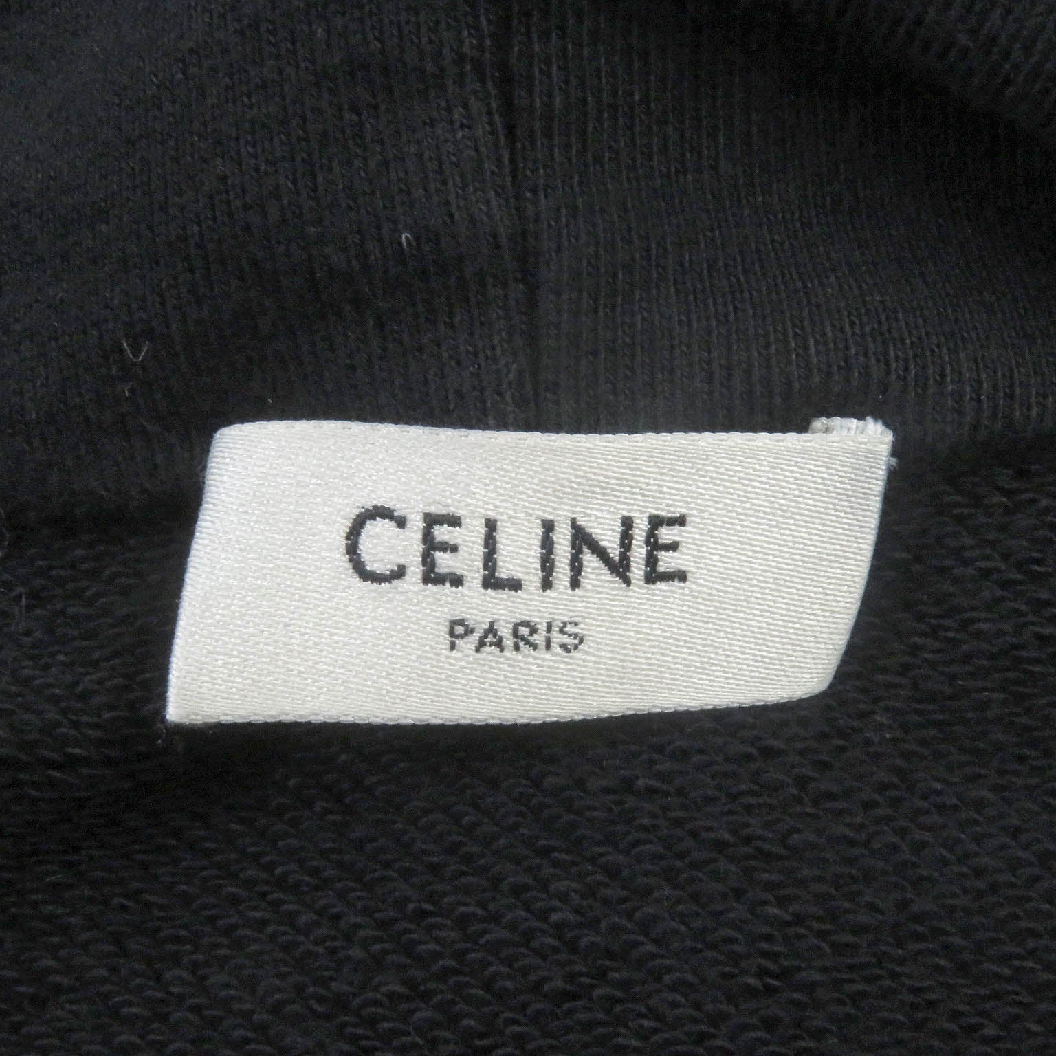 Celine Cotton Logo Oversized Hoodie Black S